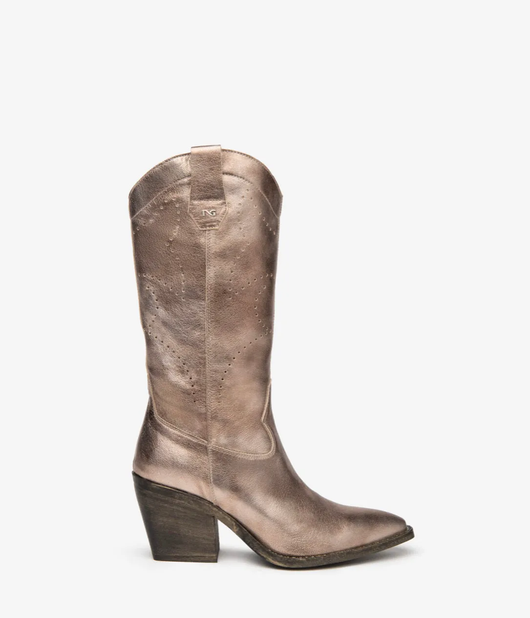 NeroGiardini - E409795D Metallic Med Calf Cowboy Boot [Size down]