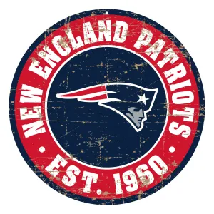 New England Patriots Sign - 22" Round Distressed