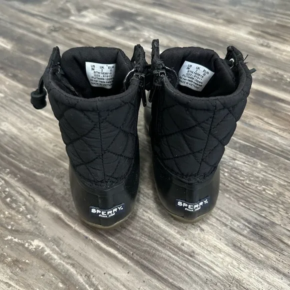 New Sperry Saltwater Nylon Quilt Kids Black Duck Boots Size 3M