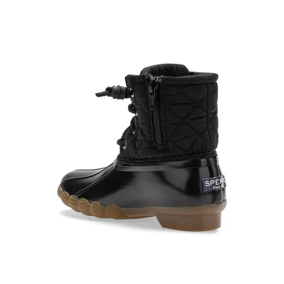 New Sperry Saltwater Nylon Quilt Kids Black Duck Boots Size 3M