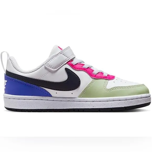 NIKE COURT BOROUGH LOW RECRAFT PS Kids Sneakers Sz 3 &amp; 2 White/Dark Obsidian