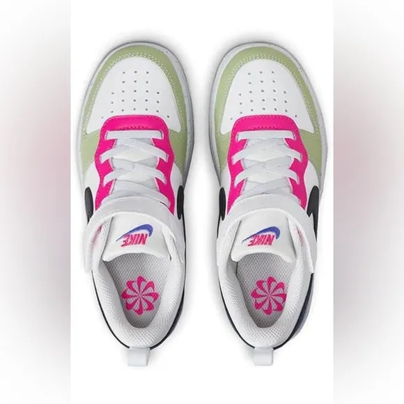 NIKE COURT BOROUGH LOW RECRAFT PS Kids Sneakers Sz 3 &amp; 2 White/Dark Obsidian