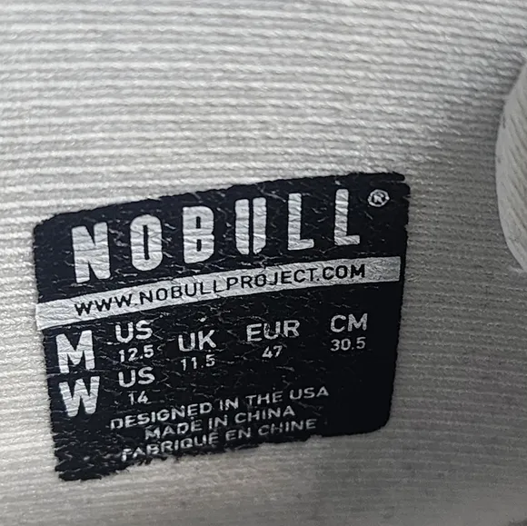 Nobull Shoes Mens 12.5 Dust Mid Leather Trainers Just The Horns White Sneakers