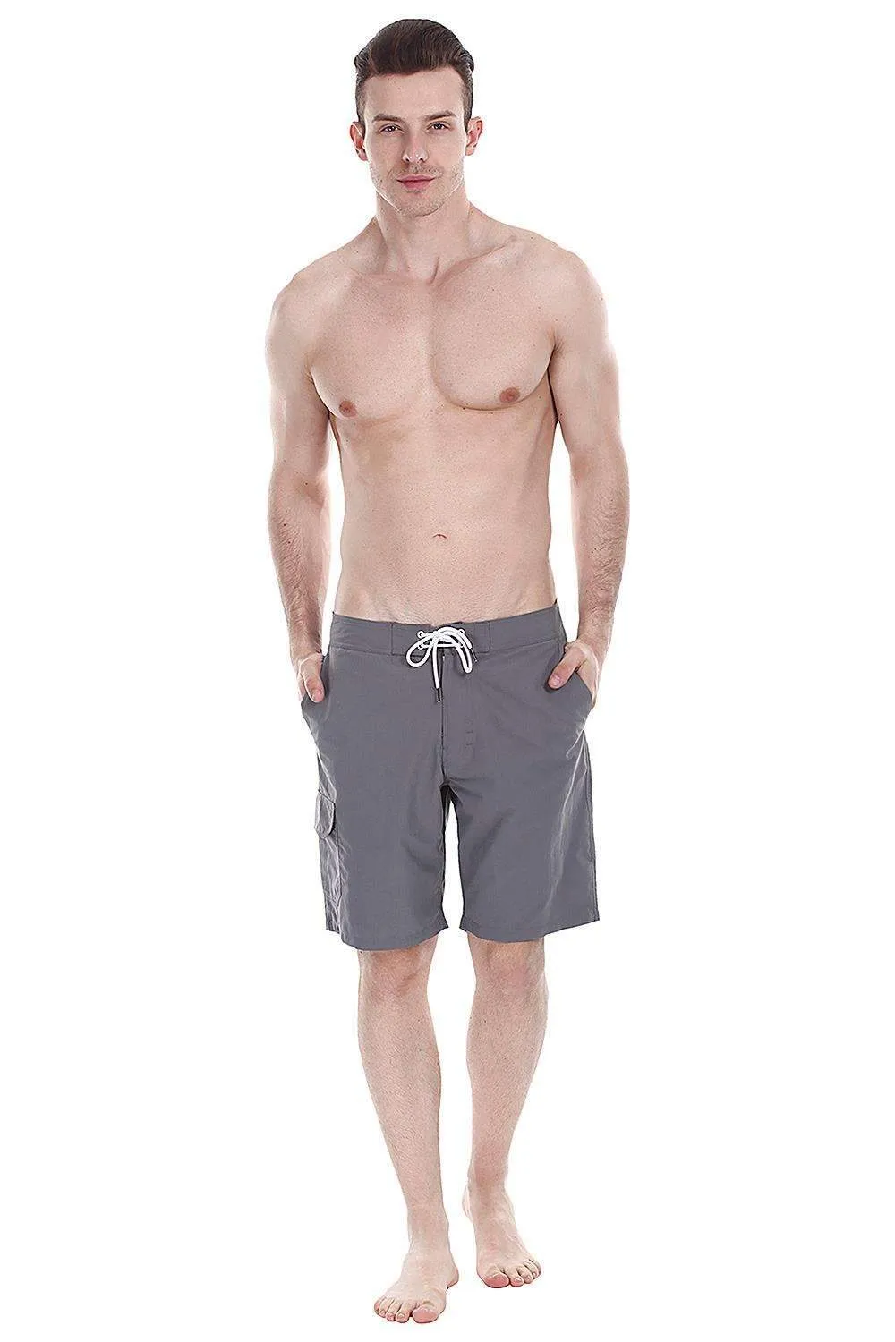 Nylon Quick Dry Swim Boardshorts With Side Cargo Pocket