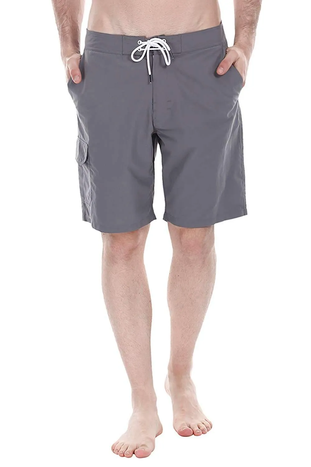Nylon Quick Dry Swim Boardshorts With Side Cargo Pocket
