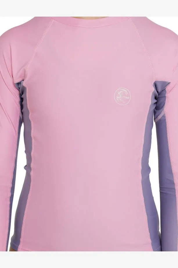 O'NEILL GIRLS CLASSIC UV LONG SLEEVE RASH VEST - PINK