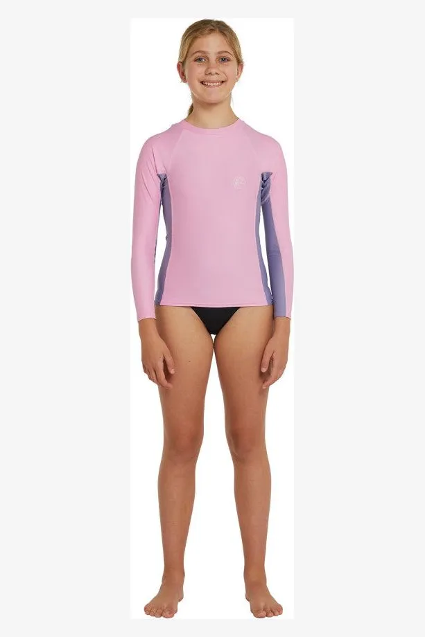 O'NEILL GIRLS CLASSIC UV LONG SLEEVE RASH VEST - PINK
