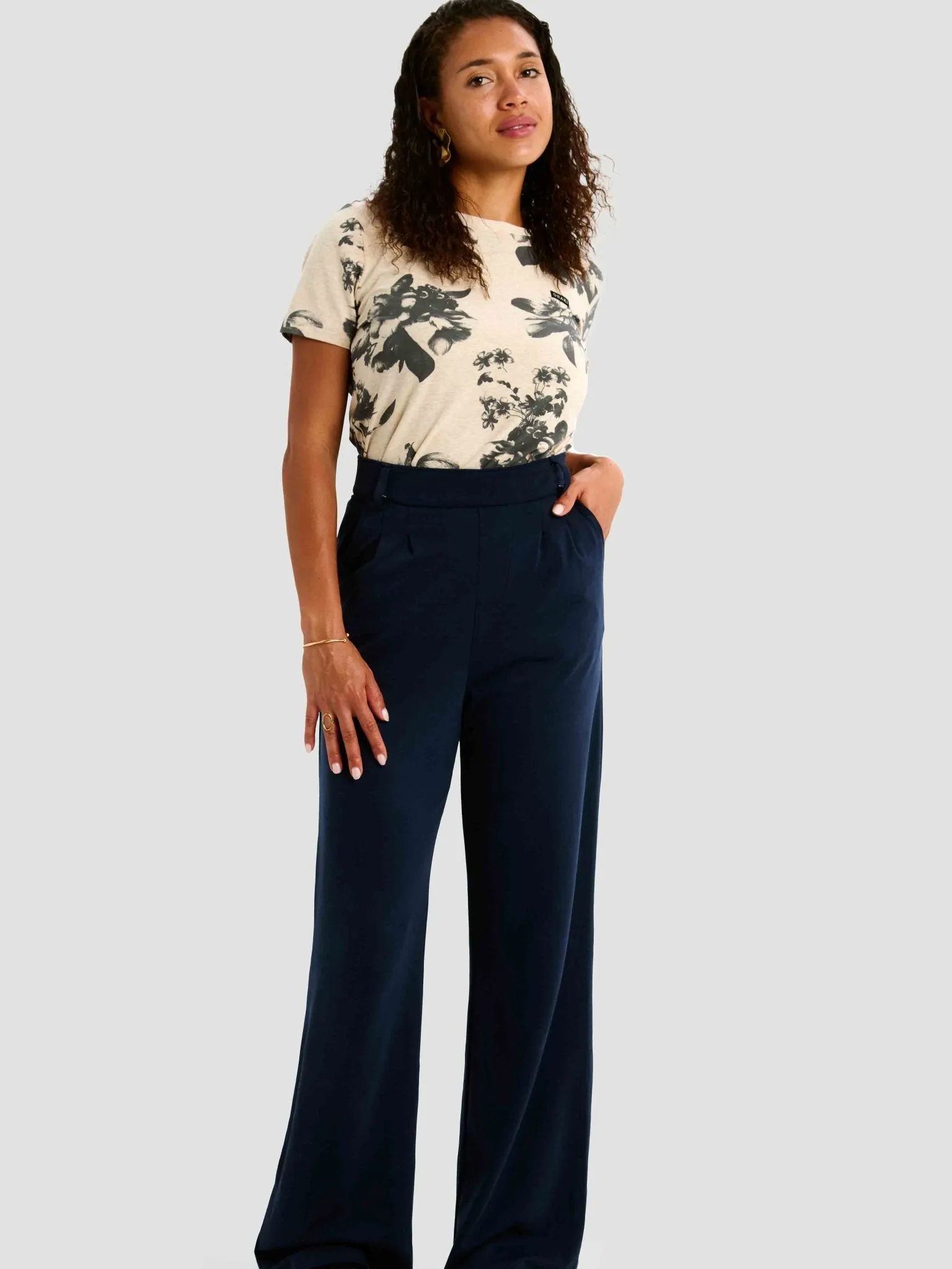 Pantalon à Jambes Larges Prestige Ponte Finesse - Bleu Marine