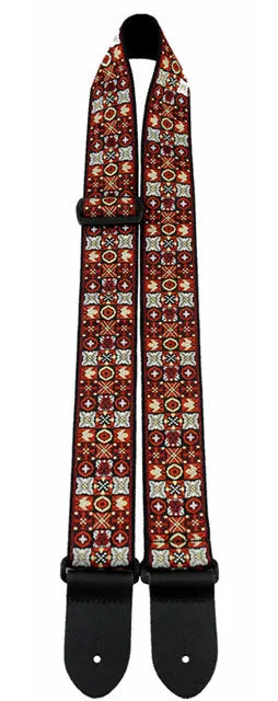 Perris 2" Jacquard Guitar Strap with Red, Black & White Noughts & Crosses design