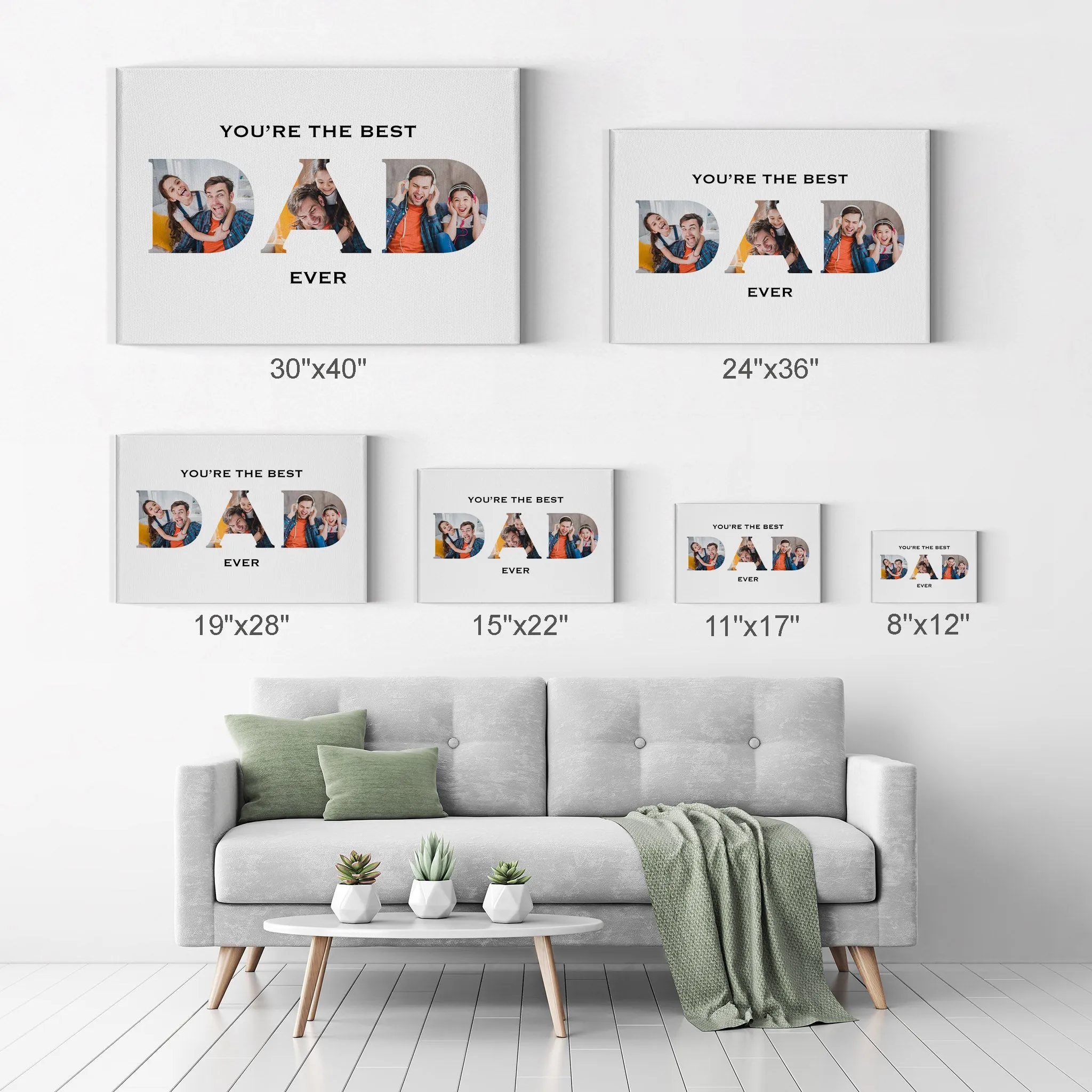 Personalized Father Gift Wall Art Custom Photo Collage DAD Letter Shape You are the Best Dad Ever