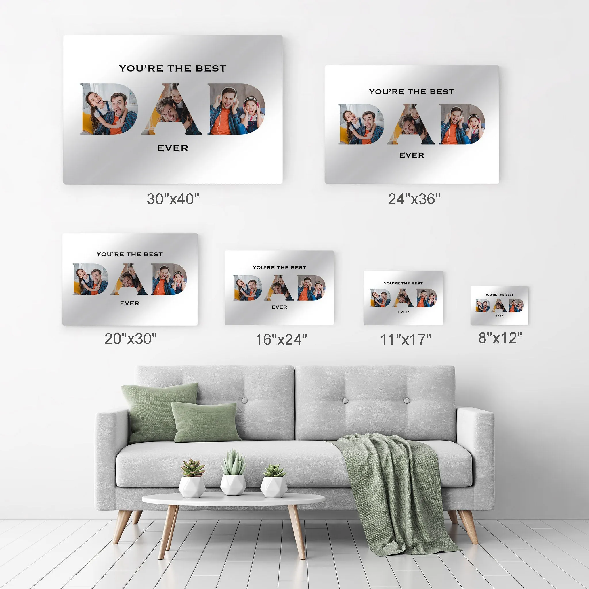 Personalized Father Gift Wall Art Custom Photo Collage DAD Letter Shape You are the Best Dad Ever
