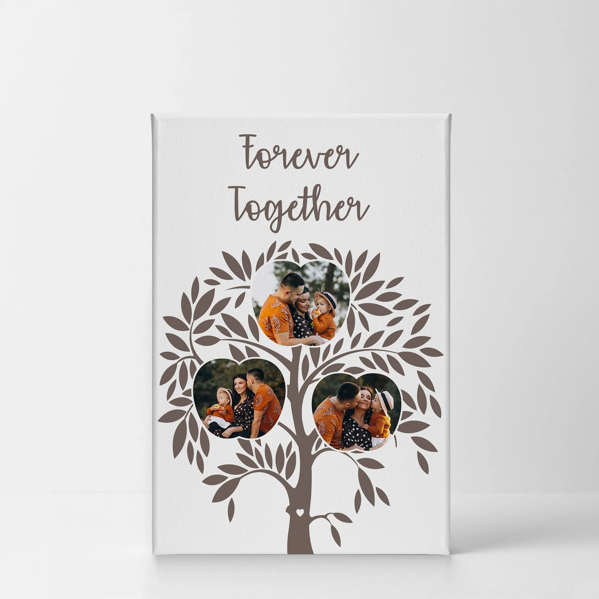 Personalized Gift Wall Art Custom Photo Collage Apple Shape Family Tree, Together Forever Quote