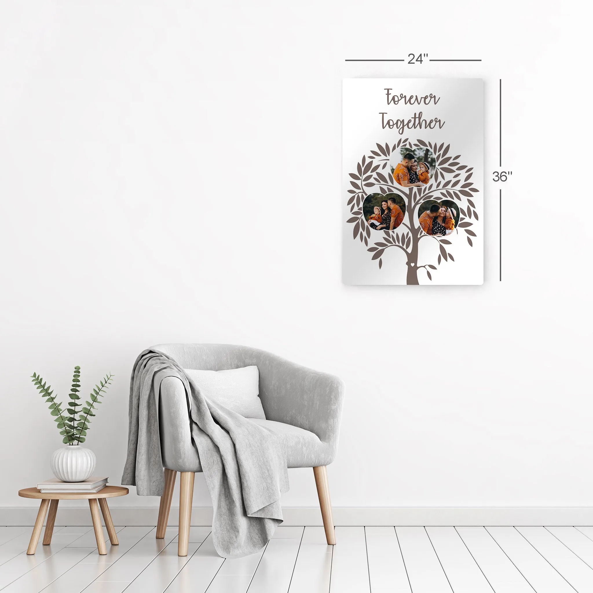 Personalized Gift Wall Art Custom Photo Collage Apple Shape Family Tree, Together Forever Quote