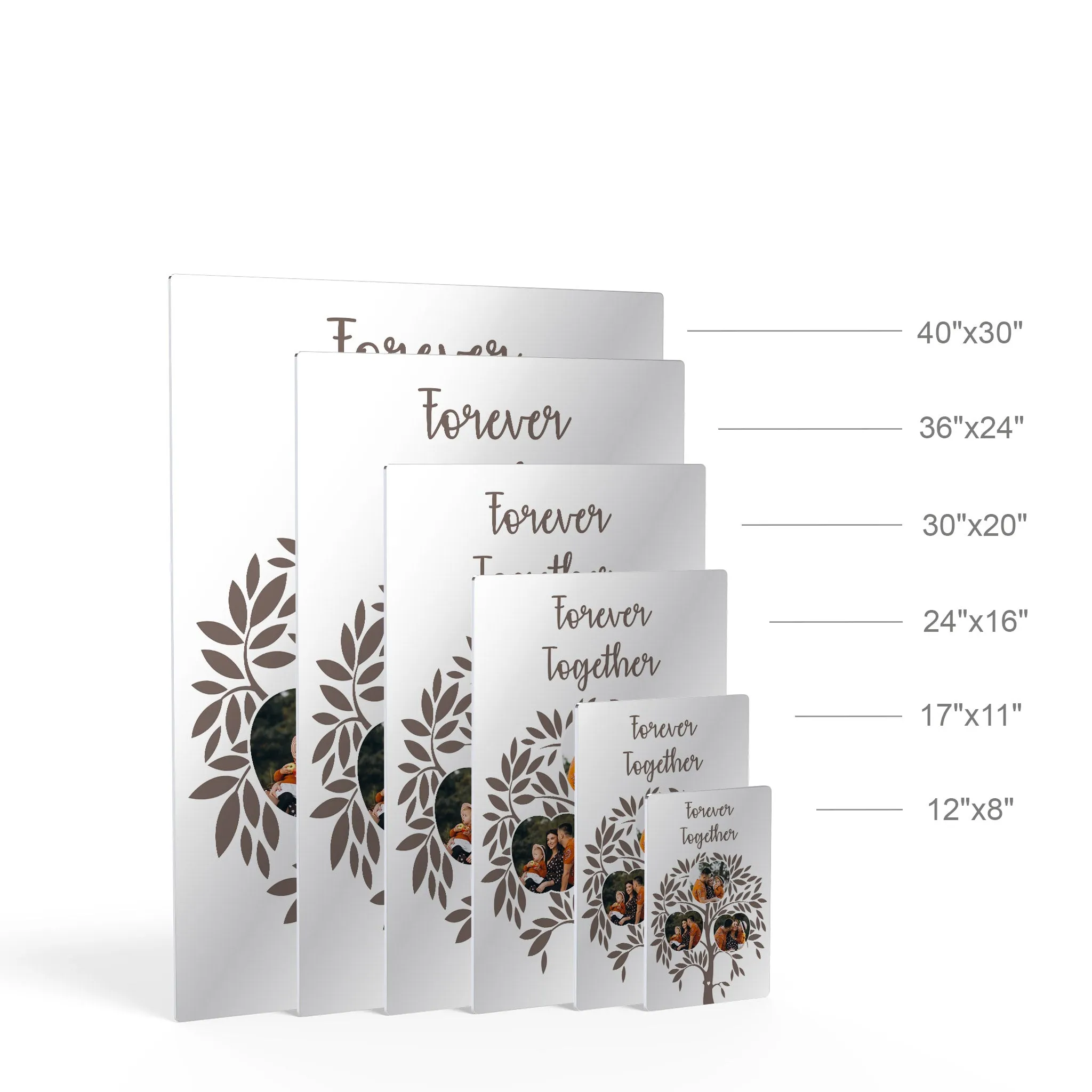 Personalized Gift Wall Art Custom Photo Collage Apple Shape Family Tree, Together Forever Quote