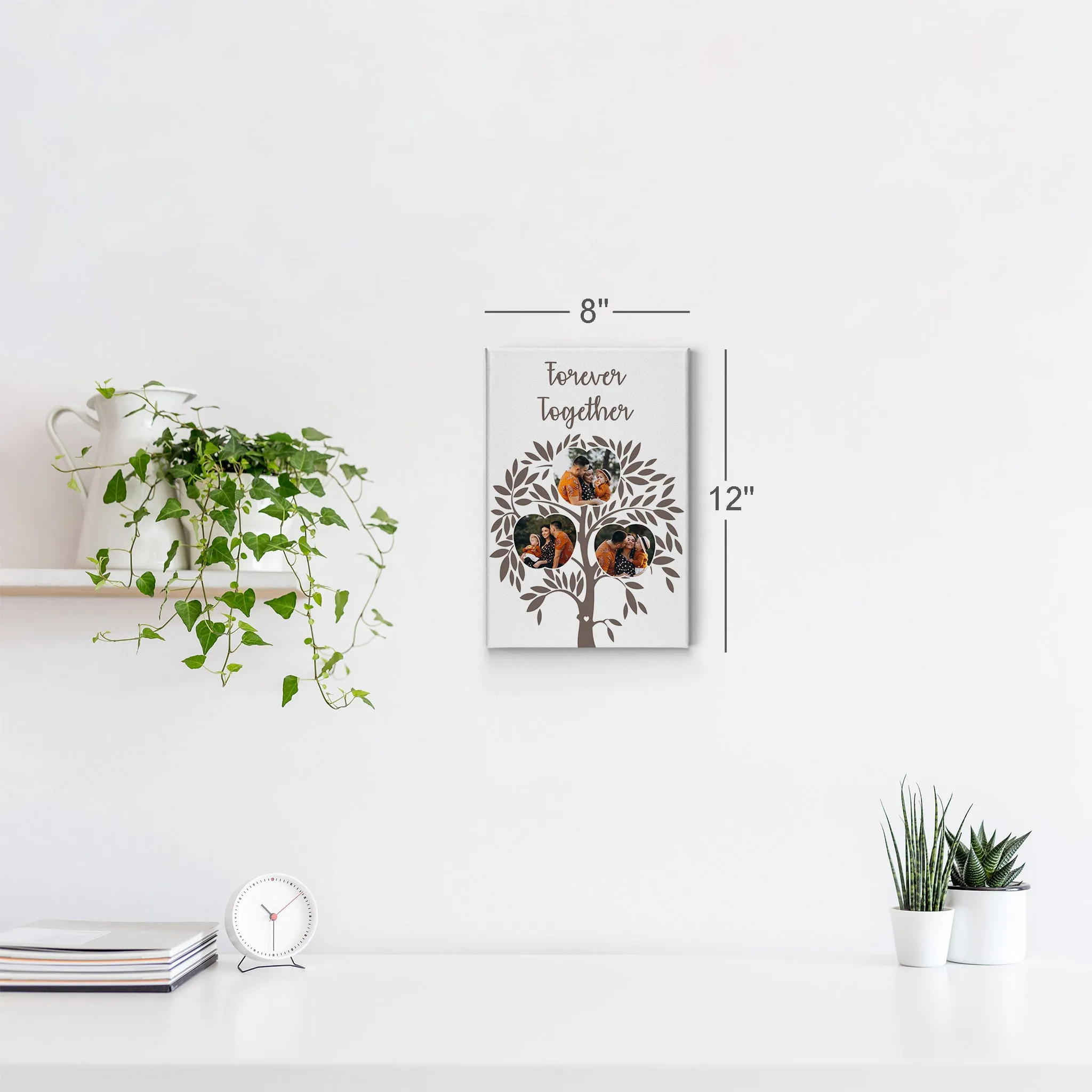 Personalized Gift Wall Art Custom Photo Collage Apple Shape Family Tree, Together Forever Quote