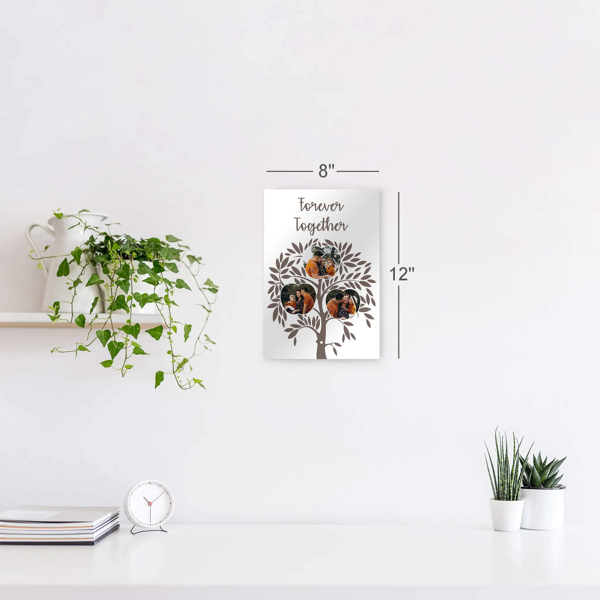 Personalized Gift Wall Art Custom Photo Collage Apple Shape Family Tree, Together Forever Quote