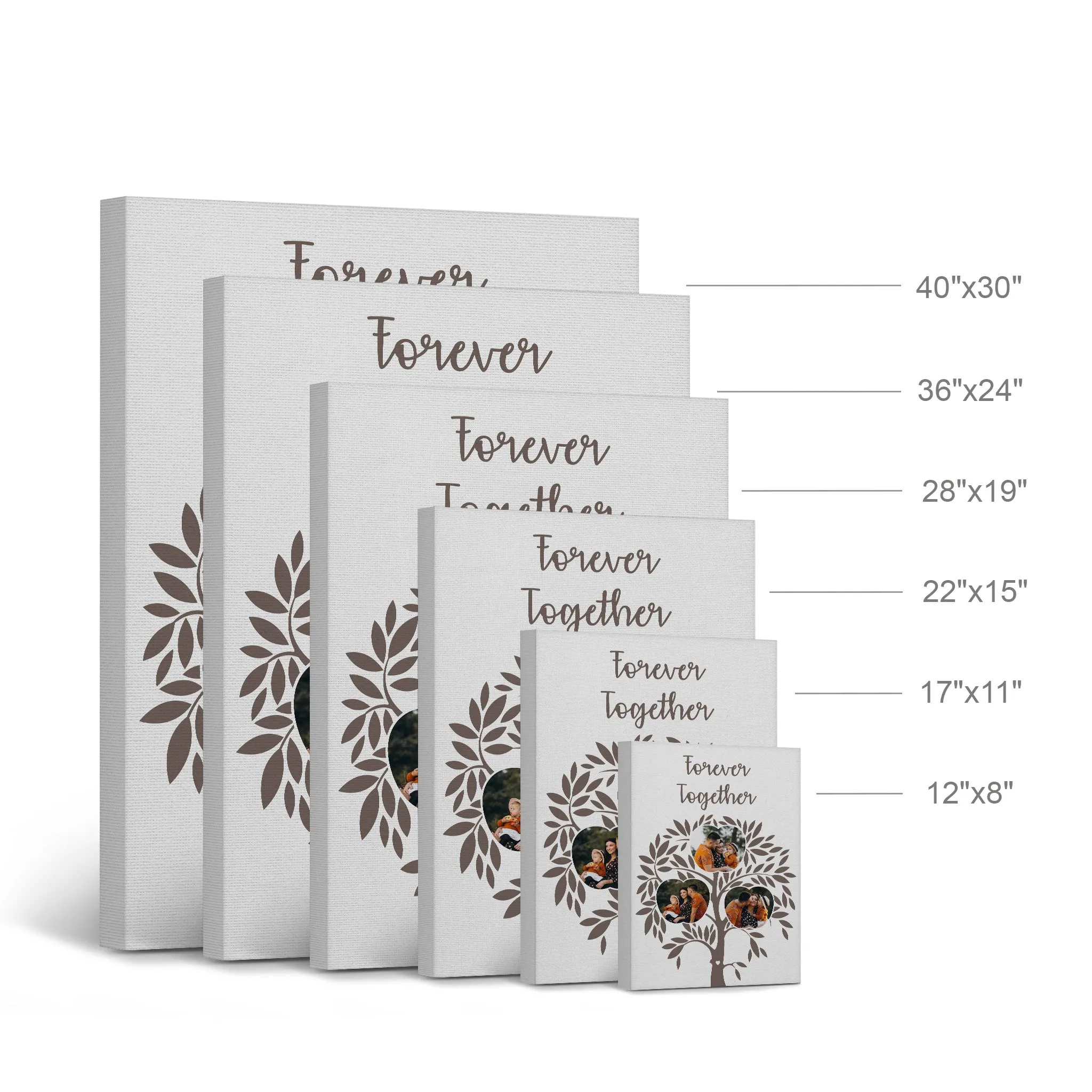 Personalized Gift Wall Art Custom Photo Collage Apple Shape Family Tree, Together Forever Quote