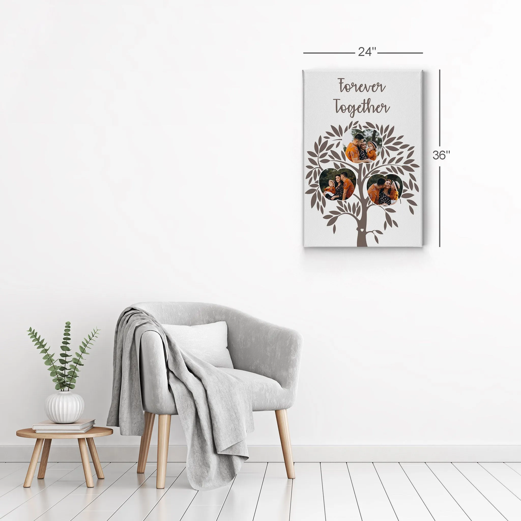 Personalized Gift Wall Art Custom Photo Collage Apple Shape Family Tree, Together Forever Quote