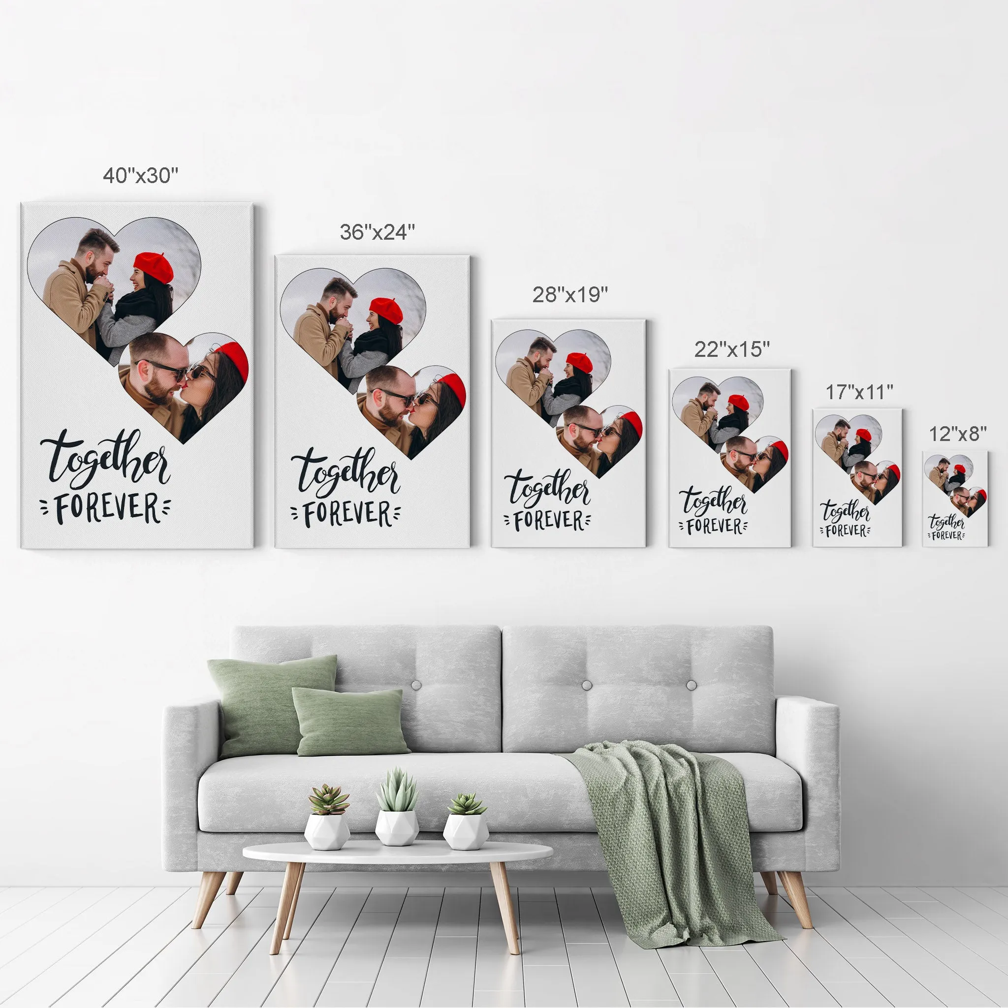 Personalized Gift Wall Art Custom Photo Collage Hearth Shape and Together Forever Quote