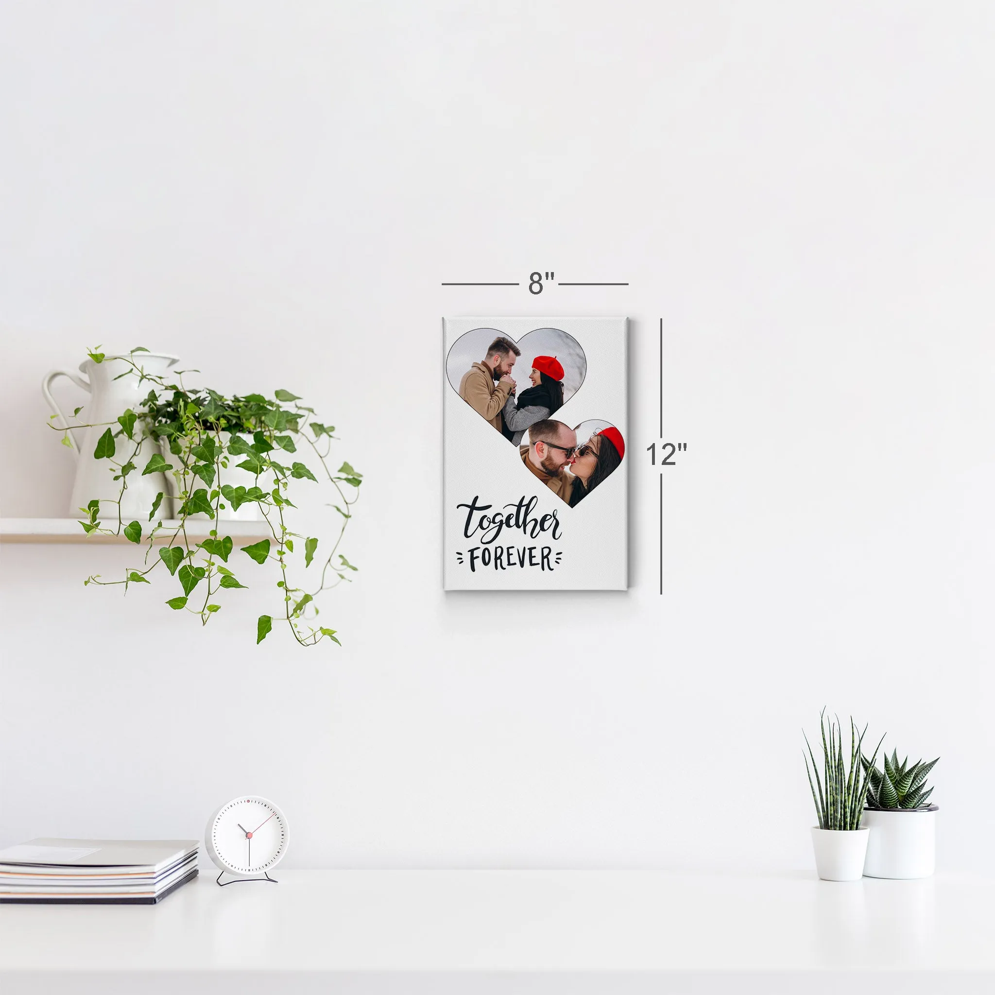 Personalized Gift Wall Art Custom Photo Collage Hearth Shape and Together Forever Quote