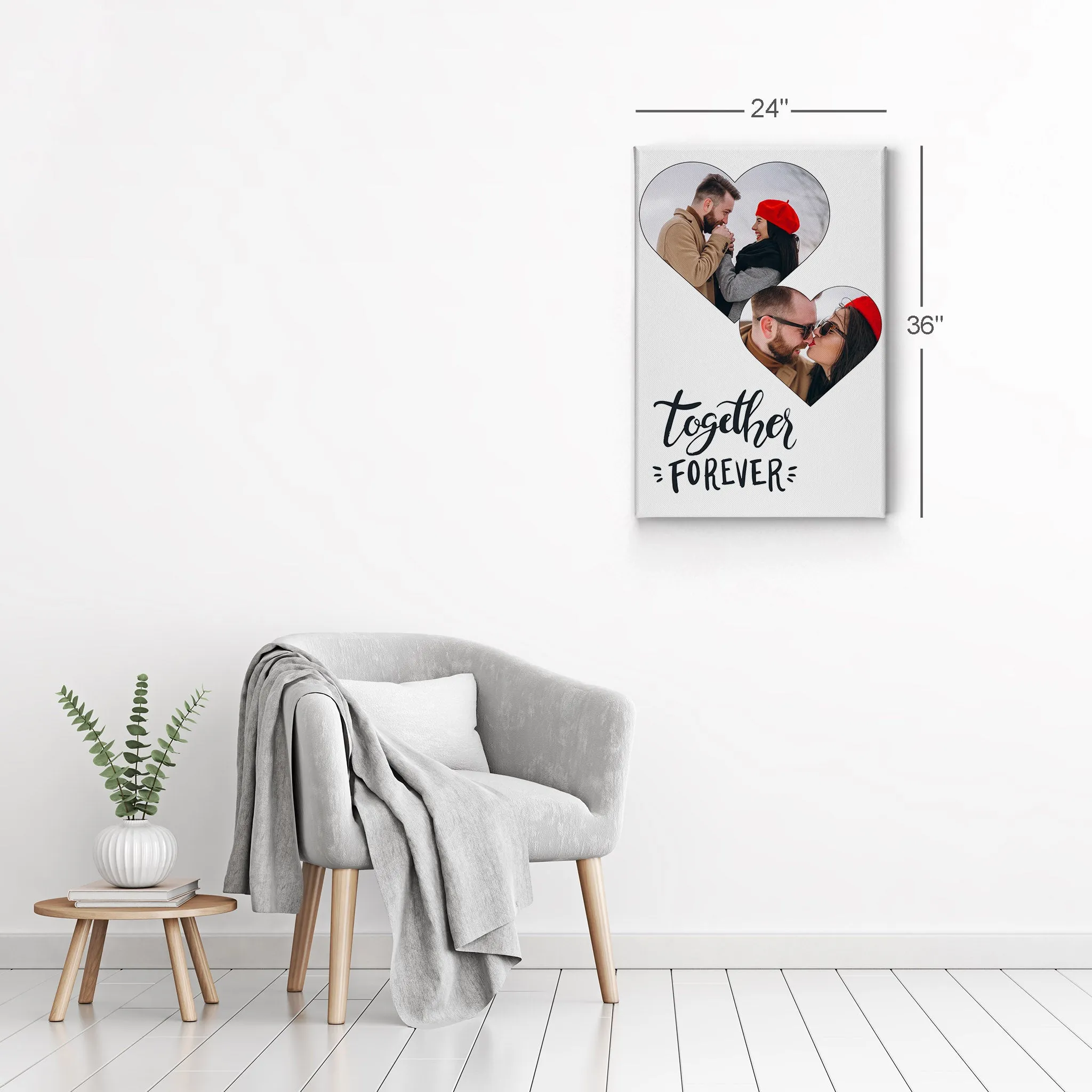 Personalized Gift Wall Art Custom Photo Collage Hearth Shape and Together Forever Quote