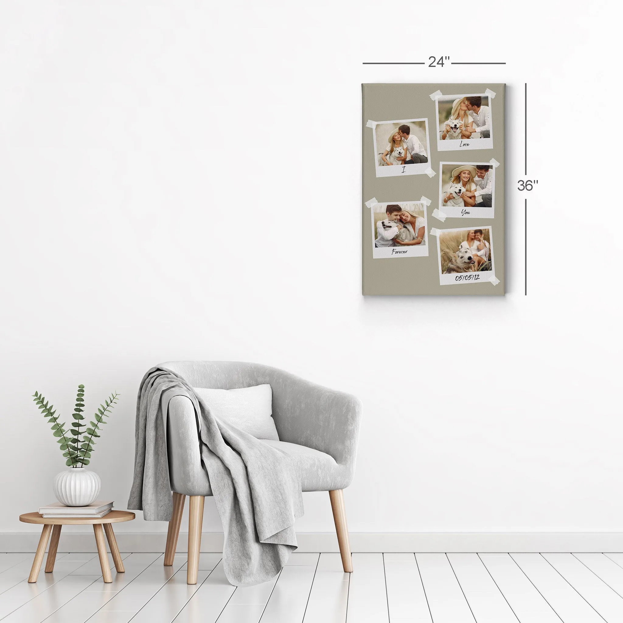 Personalized Gift Wall Art Custom Photo Collage with Polaroid Frames and Customized Text