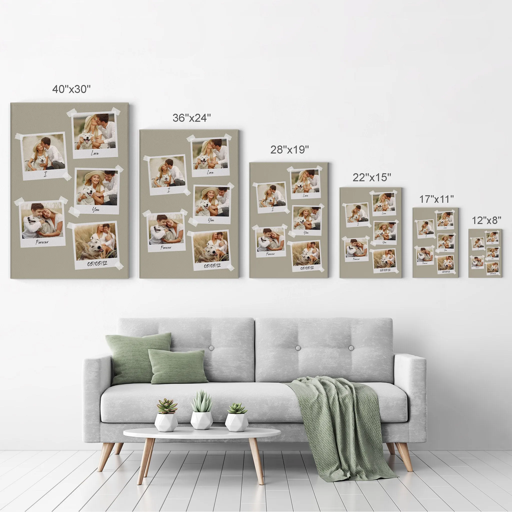Personalized Gift Wall Art Custom Photo Collage with Polaroid Frames and Customized Text