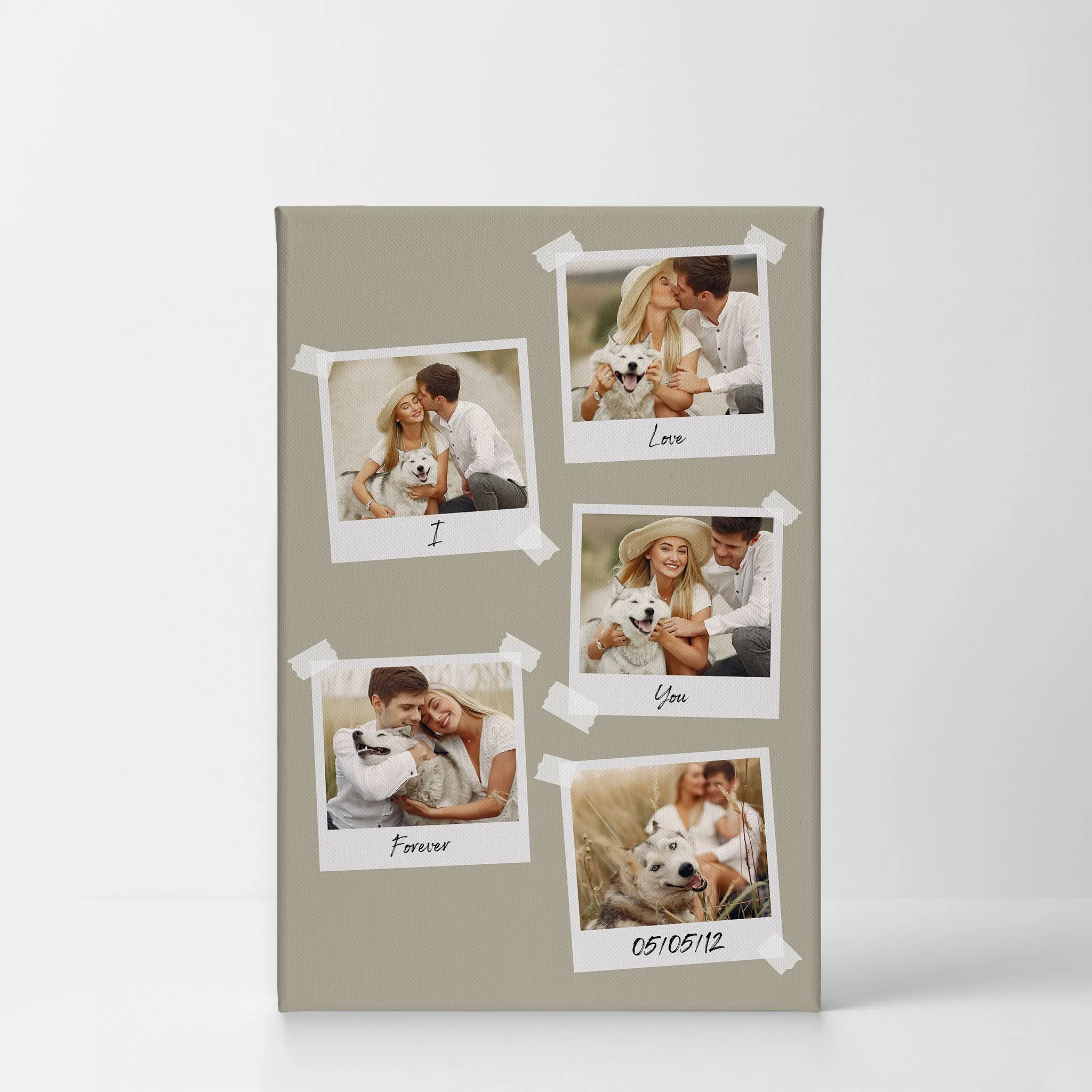Personalized Gift Wall Art Custom Photo Collage with Polaroid Frames and Customized Text