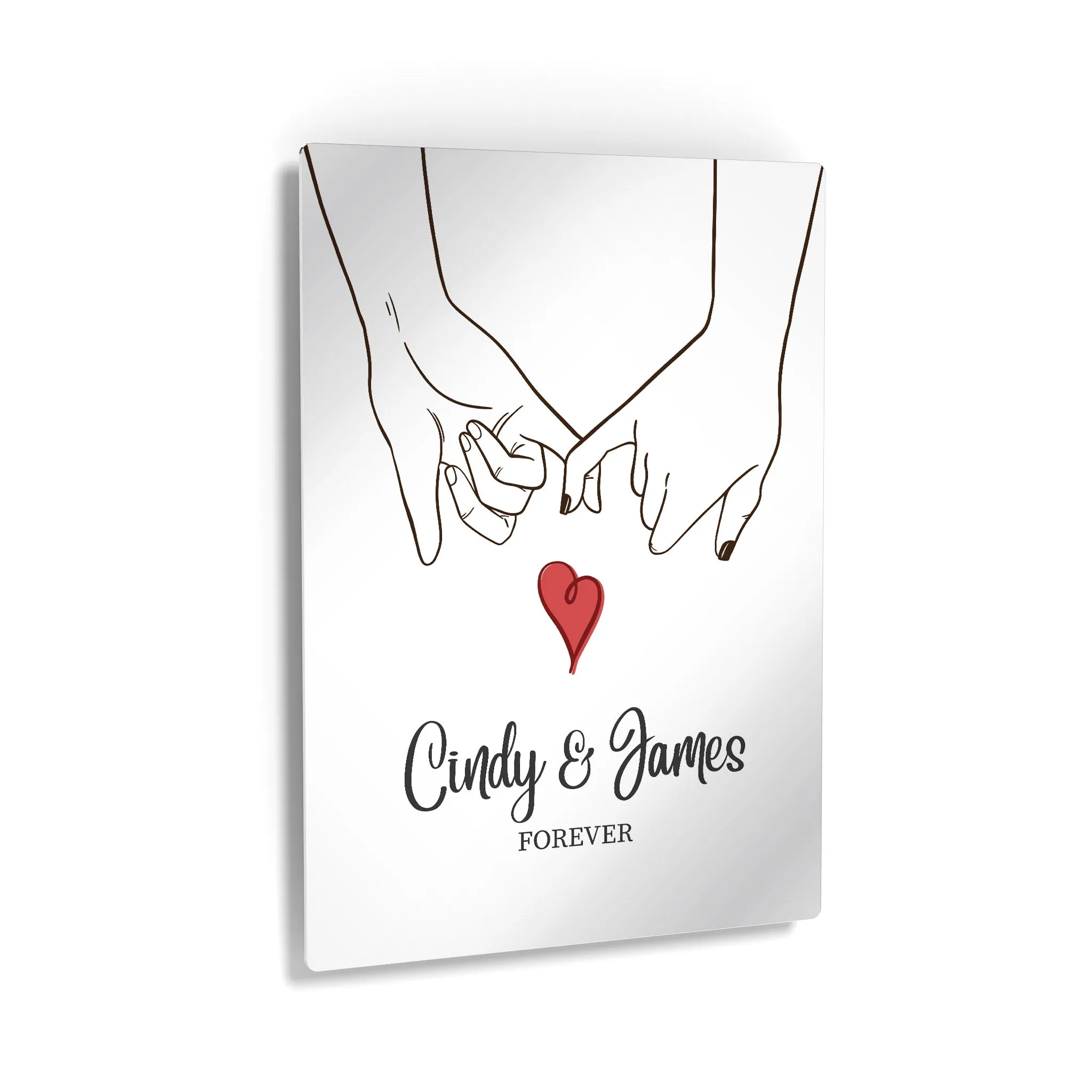 Personalized Gift Wall Art with Couple Names and Fingers Love Forever Design