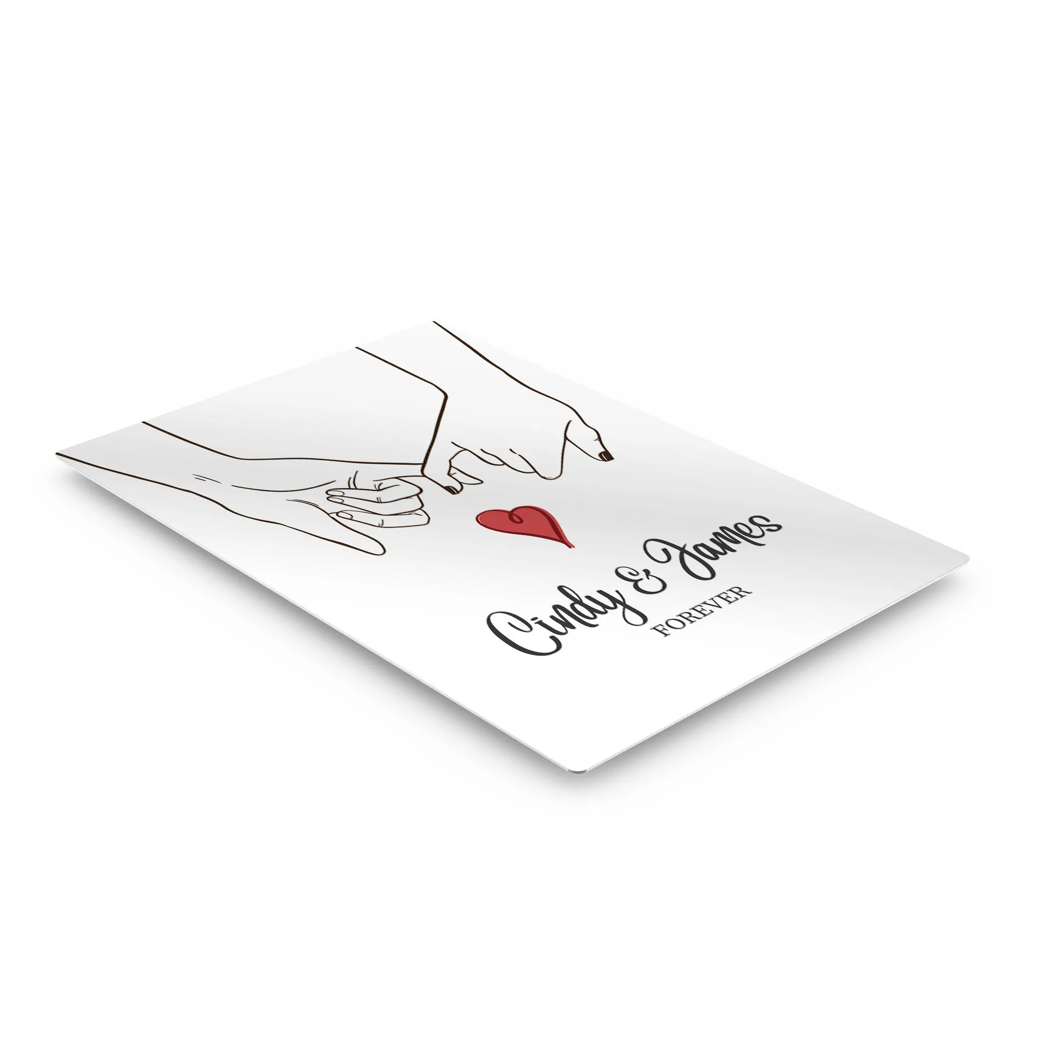 Personalized Gift Wall Art with Couple Names and Fingers Love Forever Design