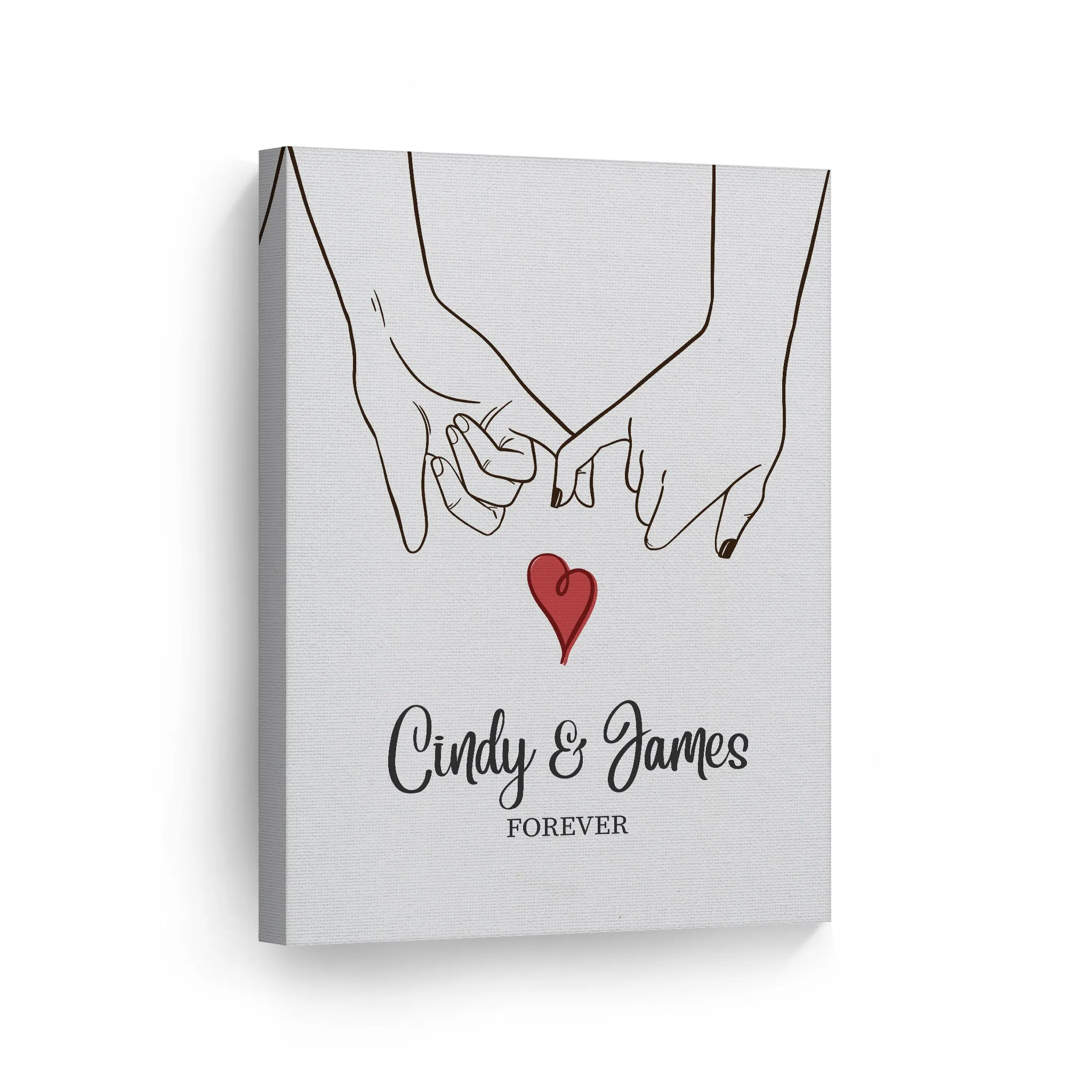 Personalized Gift Wall Art with Couple Names and Fingers Love Forever Design