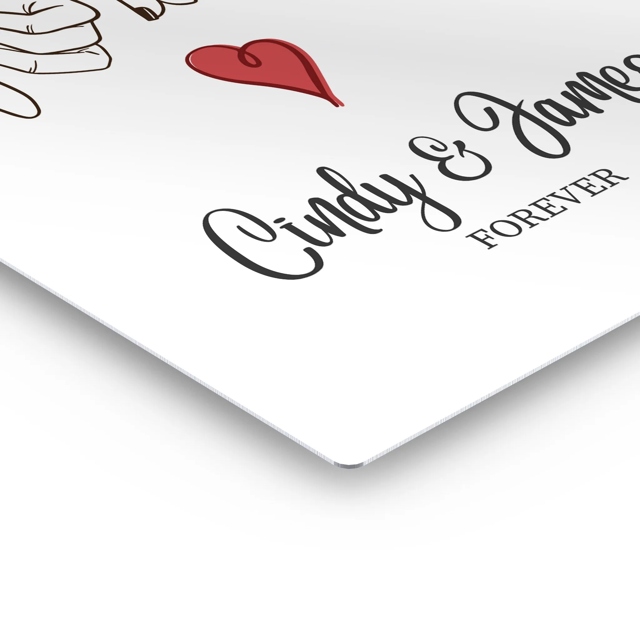 Personalized Gift Wall Art with Couple Names and Fingers Love Forever Design