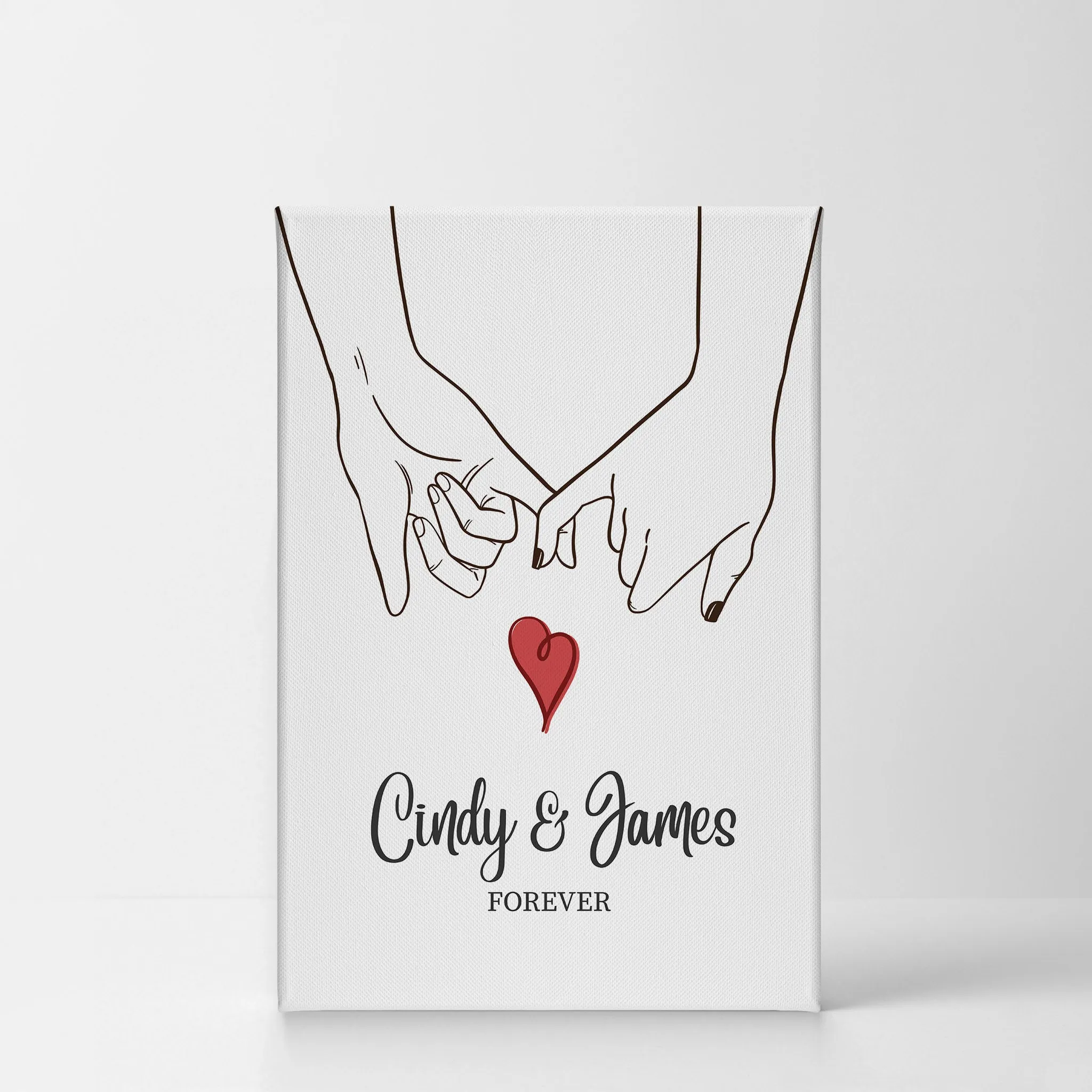 Personalized Gift Wall Art with Couple Names and Fingers Love Forever Design