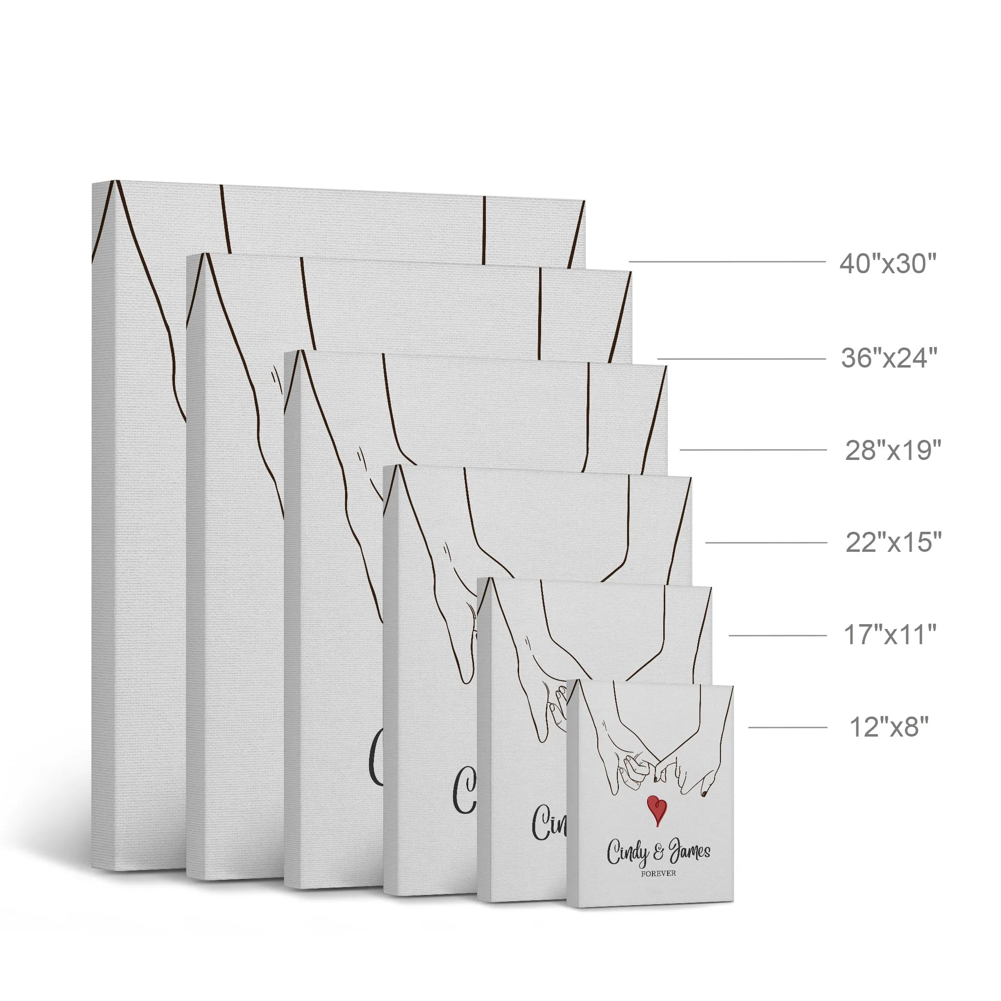 Personalized Gift Wall Art with Couple Names and Fingers Love Forever Design