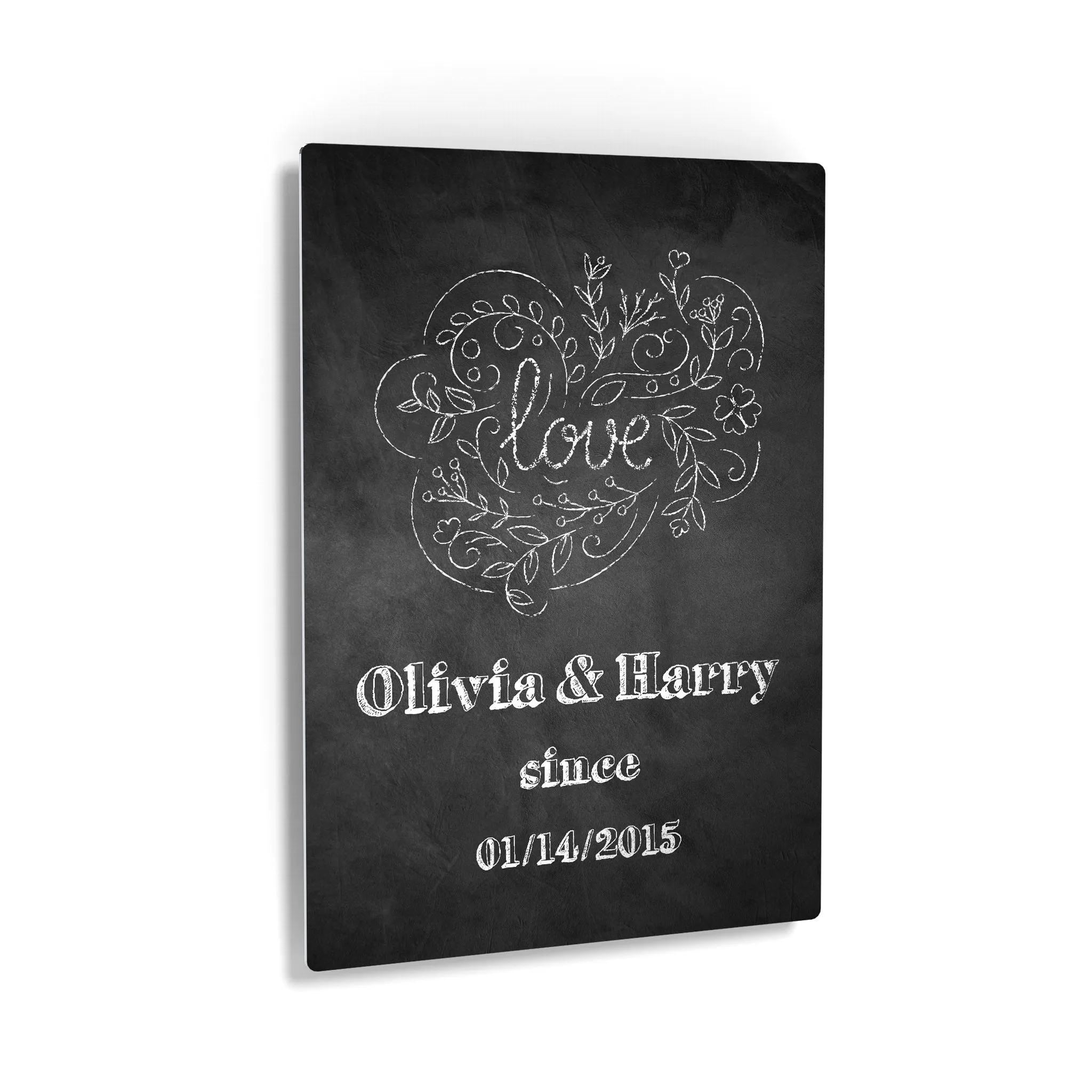 Personalized Gift Wall Art with Couple Names and Special Date on Love Since Blackboard Design