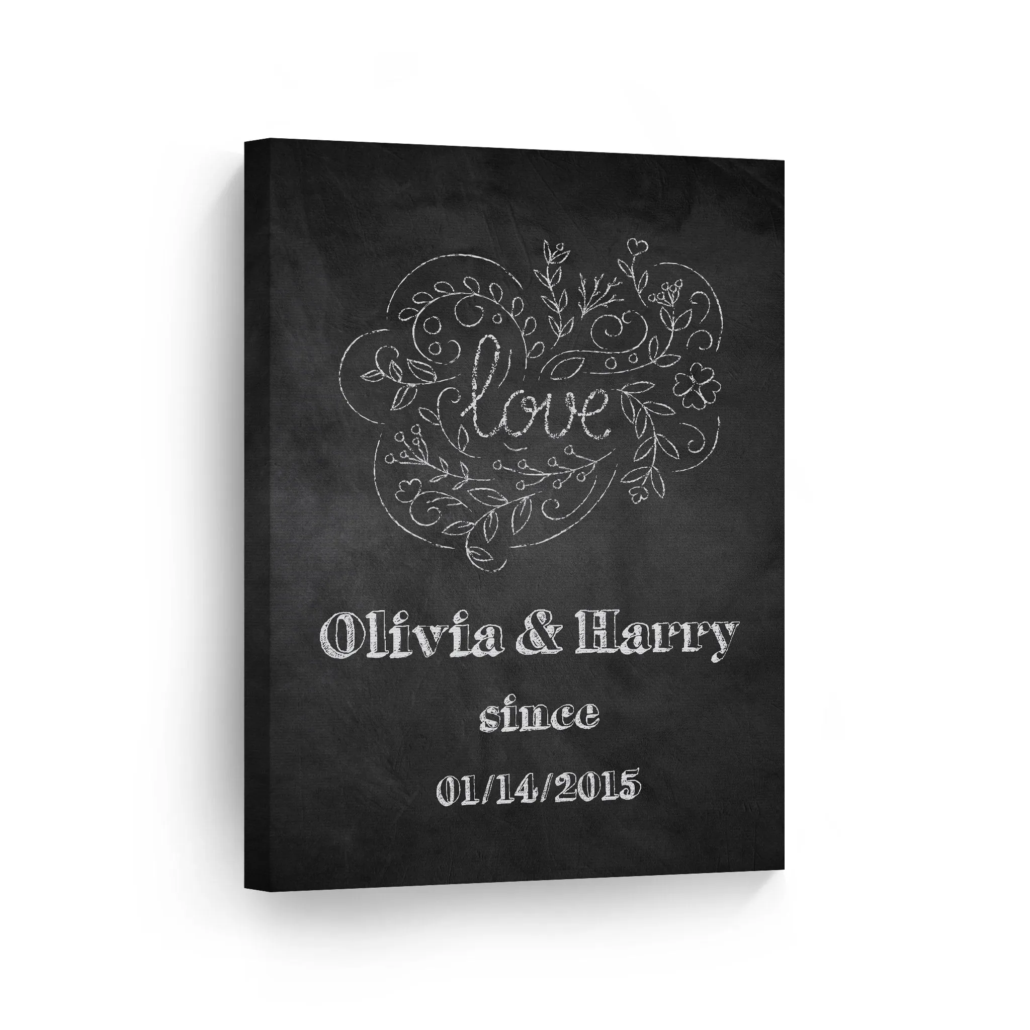 Personalized Gift Wall Art with Couple Names and Special Date on Love Since Blackboard Design