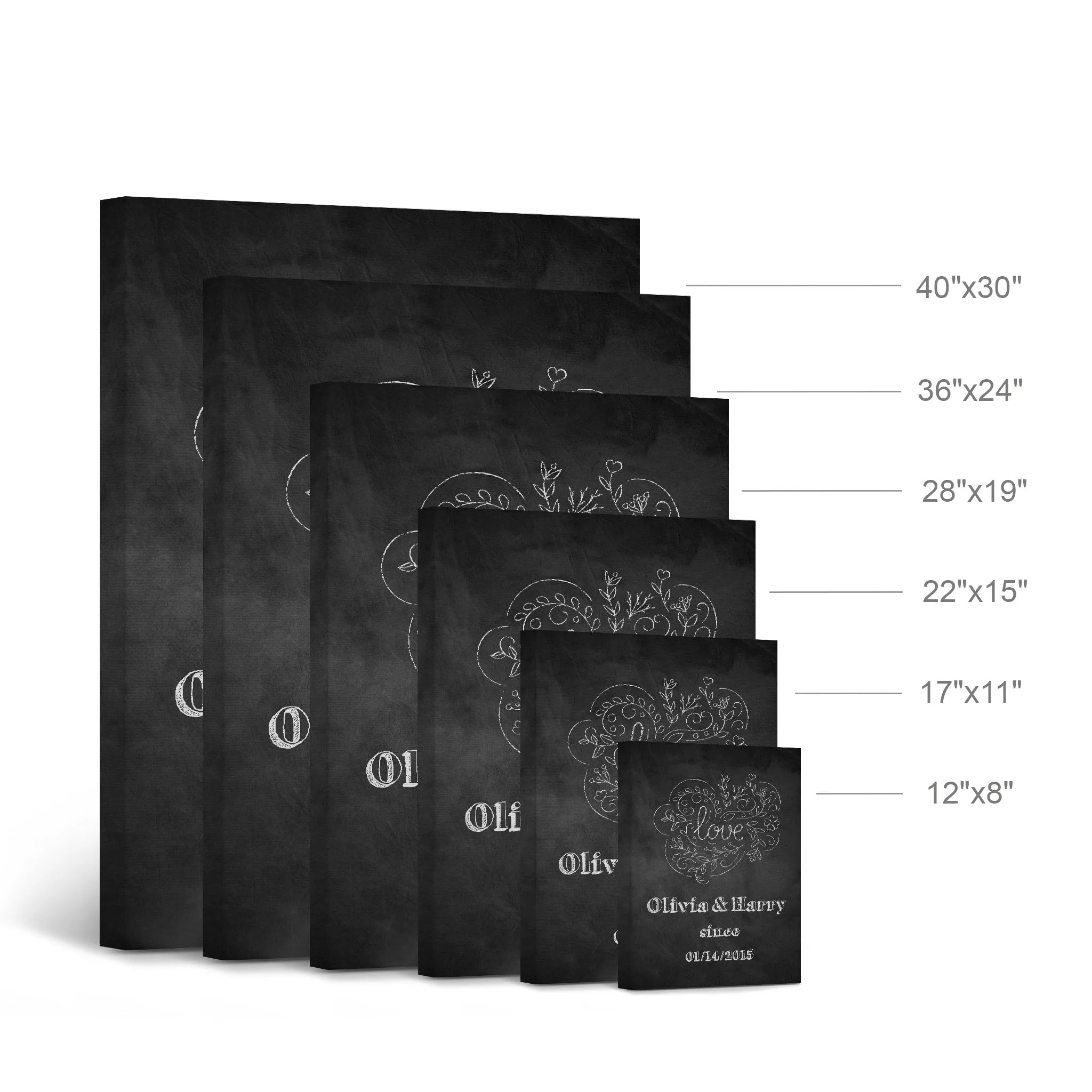 Personalized Gift Wall Art with Couple Names and Special Date on Love Since Blackboard Design