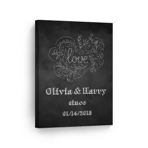 Personalized Gift Wall Art with Couple Names and Special Date on Love Since Blackboard Design