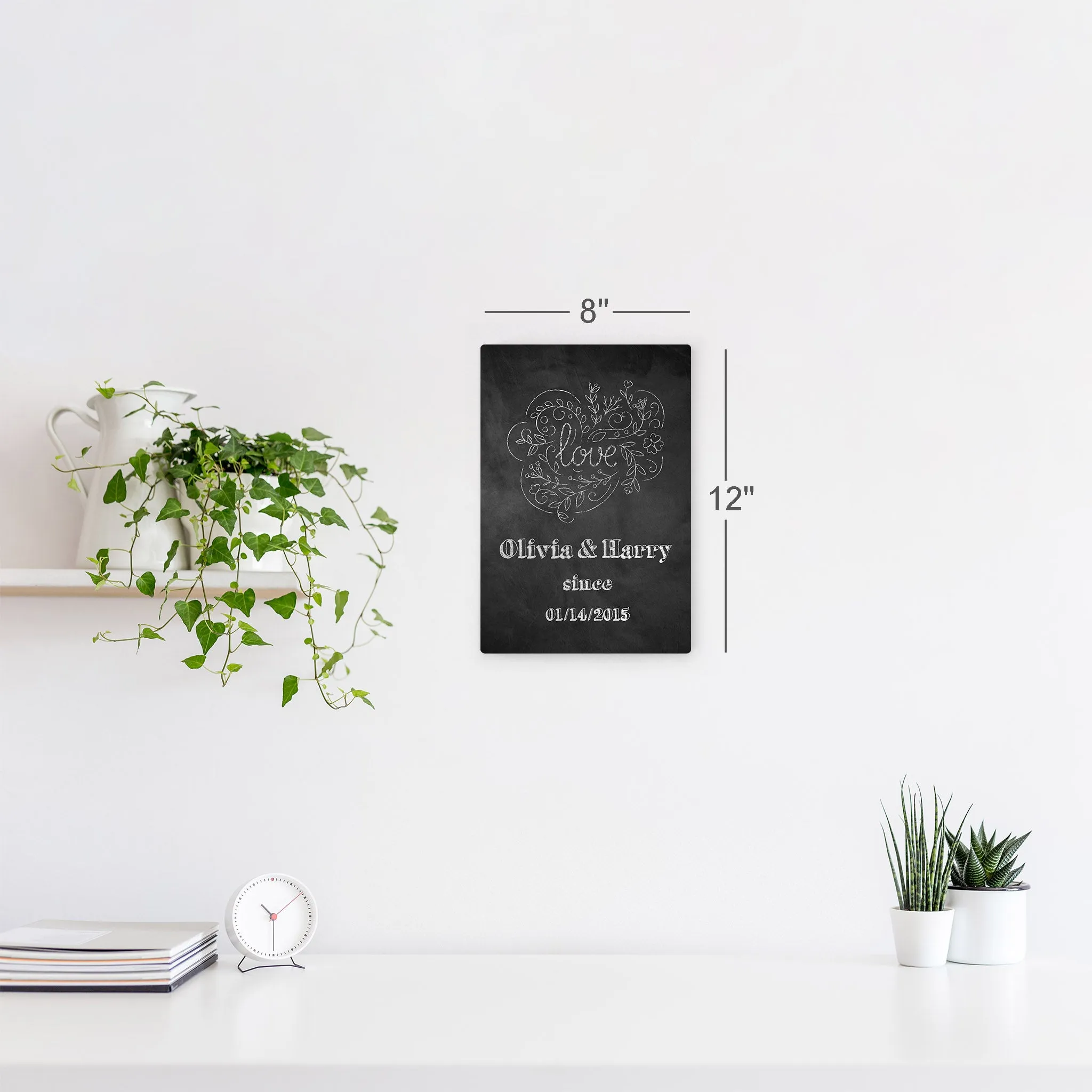 Personalized Gift Wall Art with Couple Names and Special Date on Love Since Blackboard Design