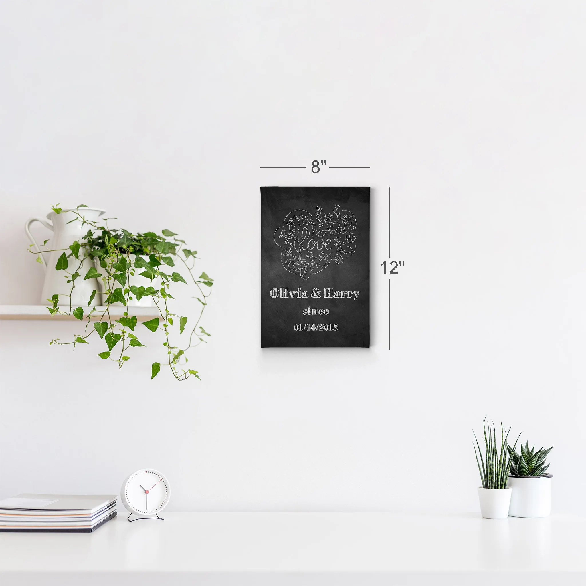 Personalized Gift Wall Art with Couple Names and Special Date on Love Since Blackboard Design