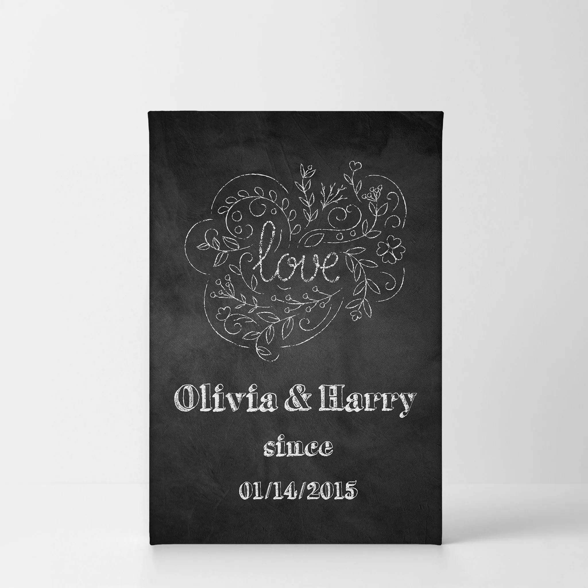 Personalized Gift Wall Art with Couple Names and Special Date on Love Since Blackboard Design