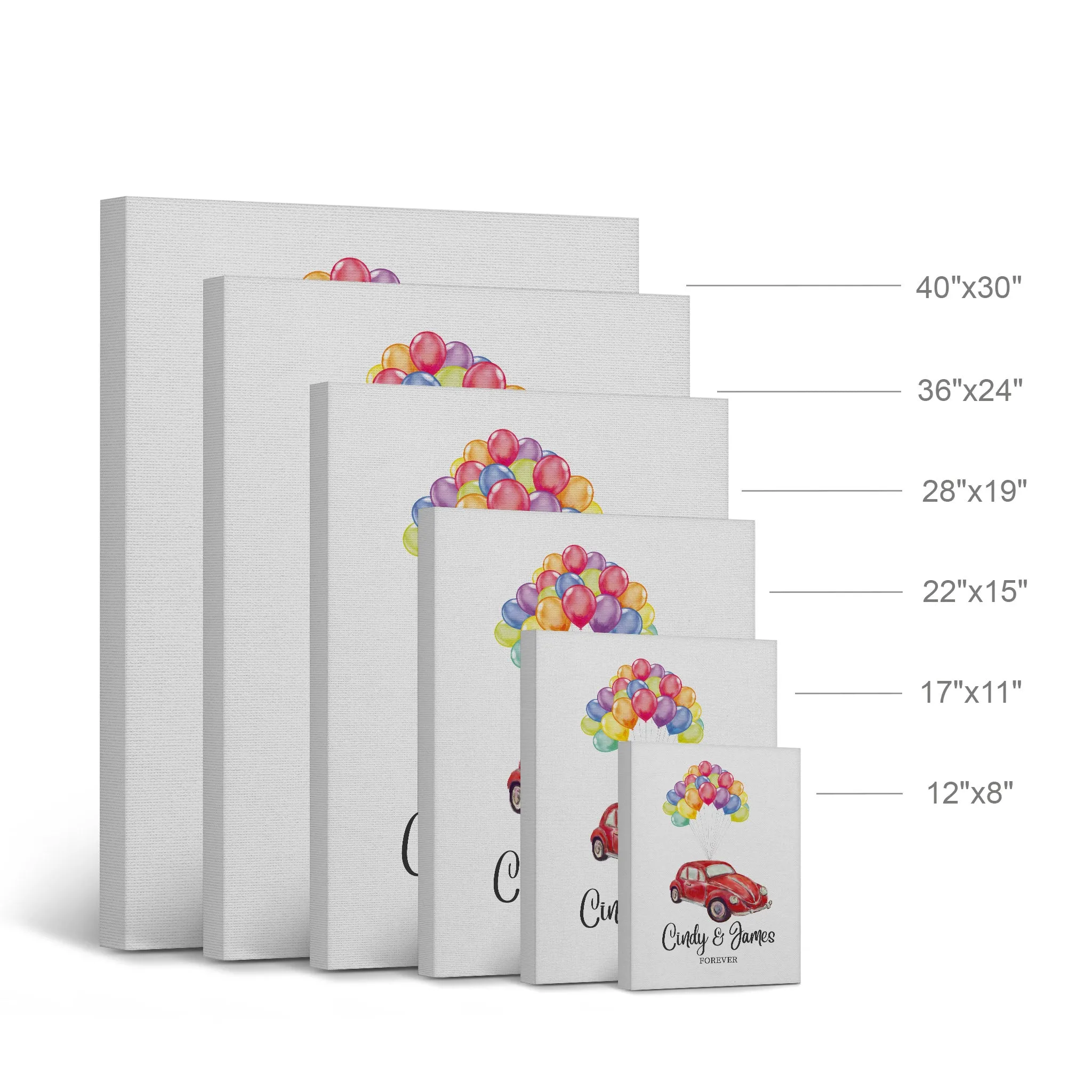 Personalized Gift Wall Art with Couple Names Car and Baloons Forever Design