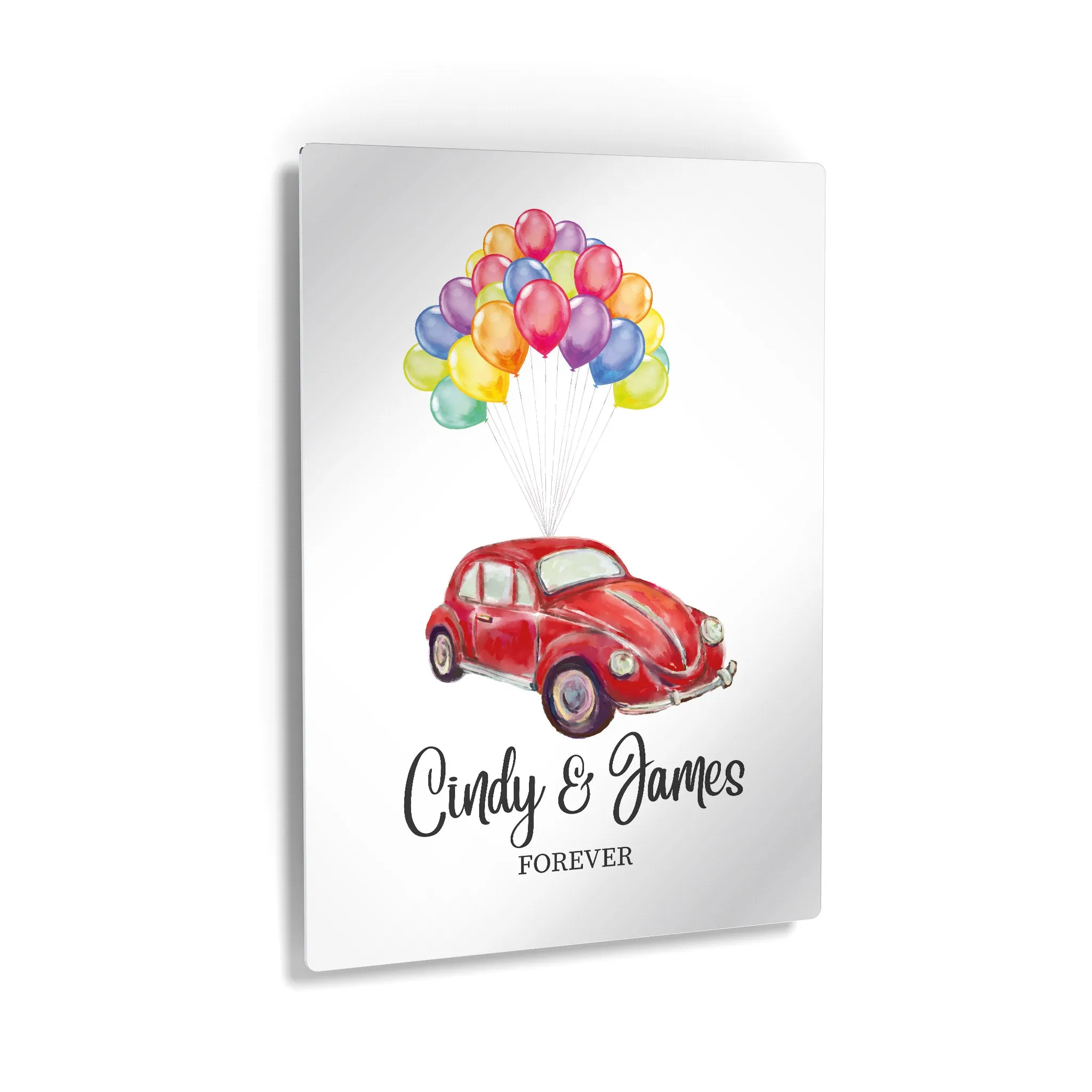 Personalized Gift Wall Art with Couple Names Car and Baloons Forever Design