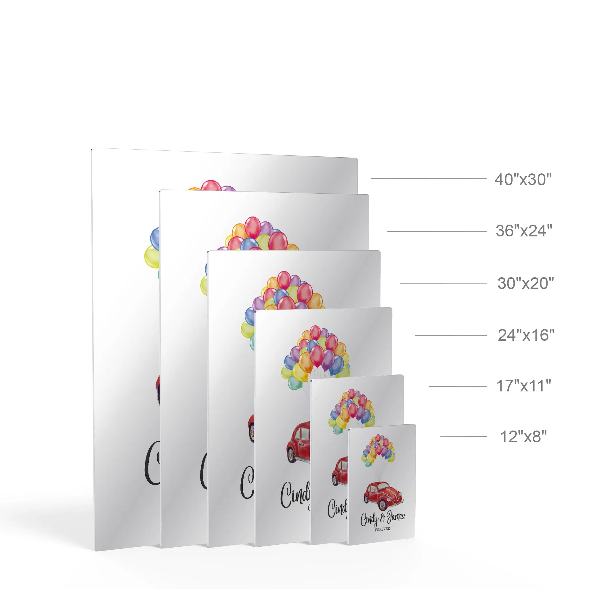 Personalized Gift Wall Art with Couple Names Car and Baloons Forever Design