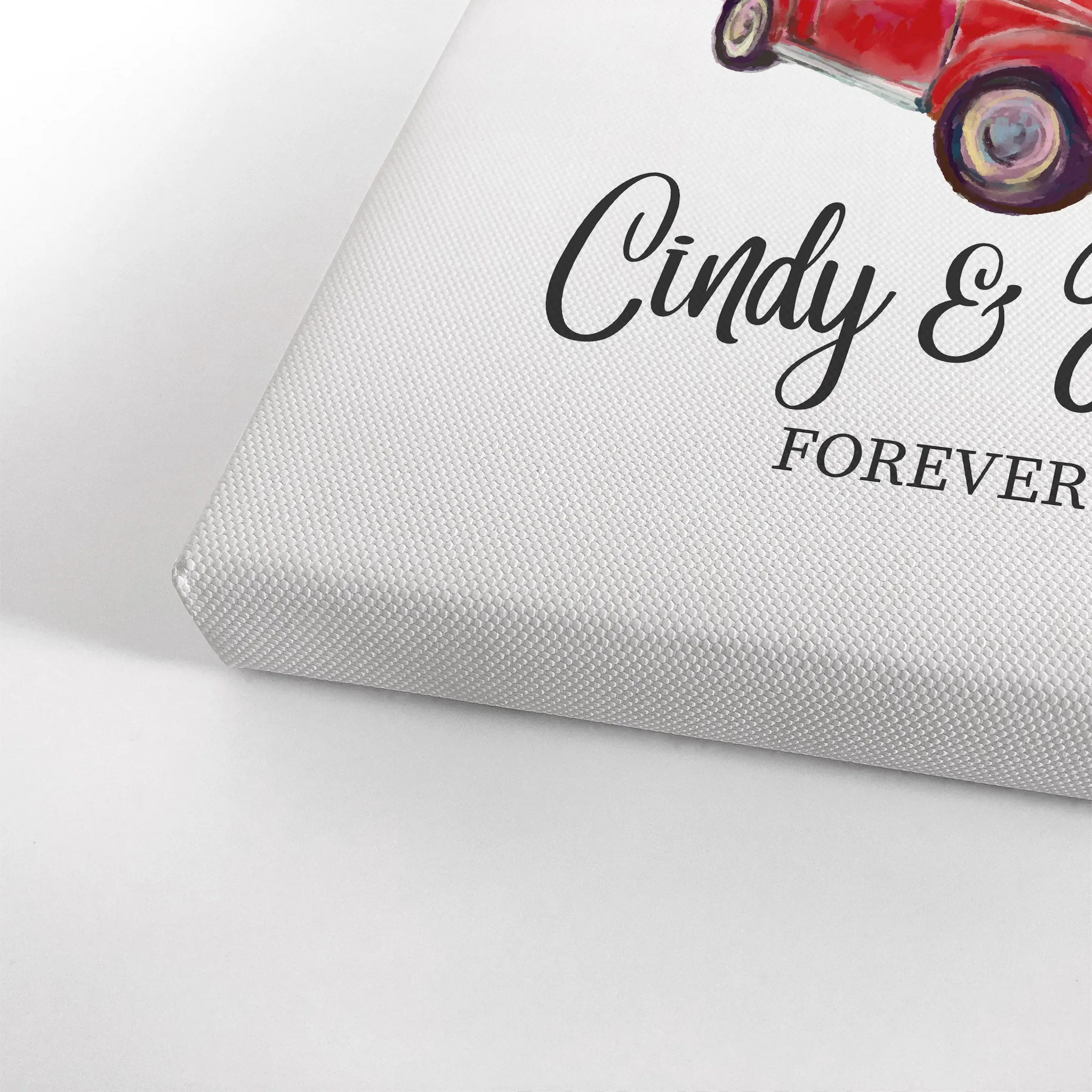 Personalized Gift Wall Art with Couple Names Car and Baloons Forever Design
