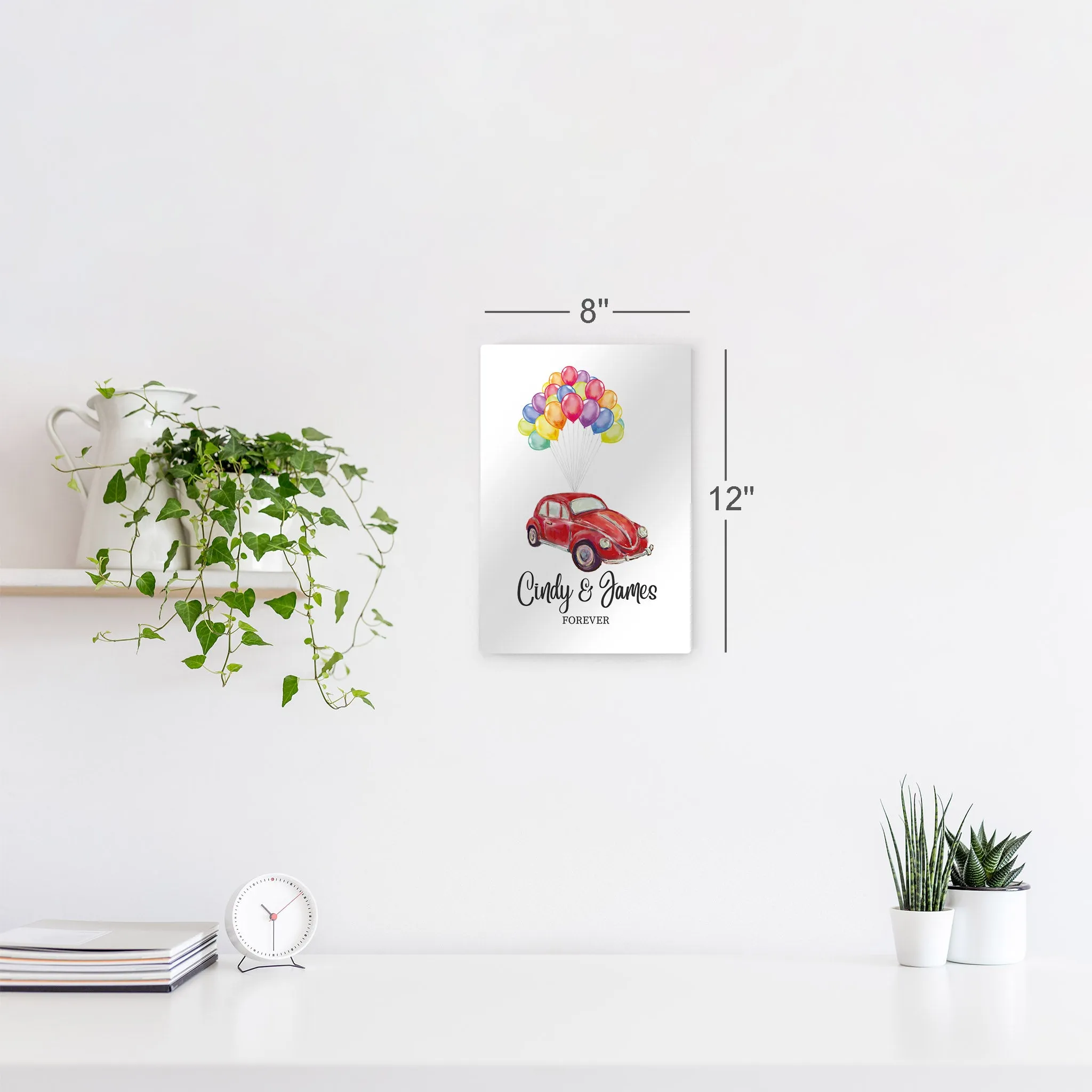 Personalized Gift Wall Art with Couple Names Car and Baloons Forever Design