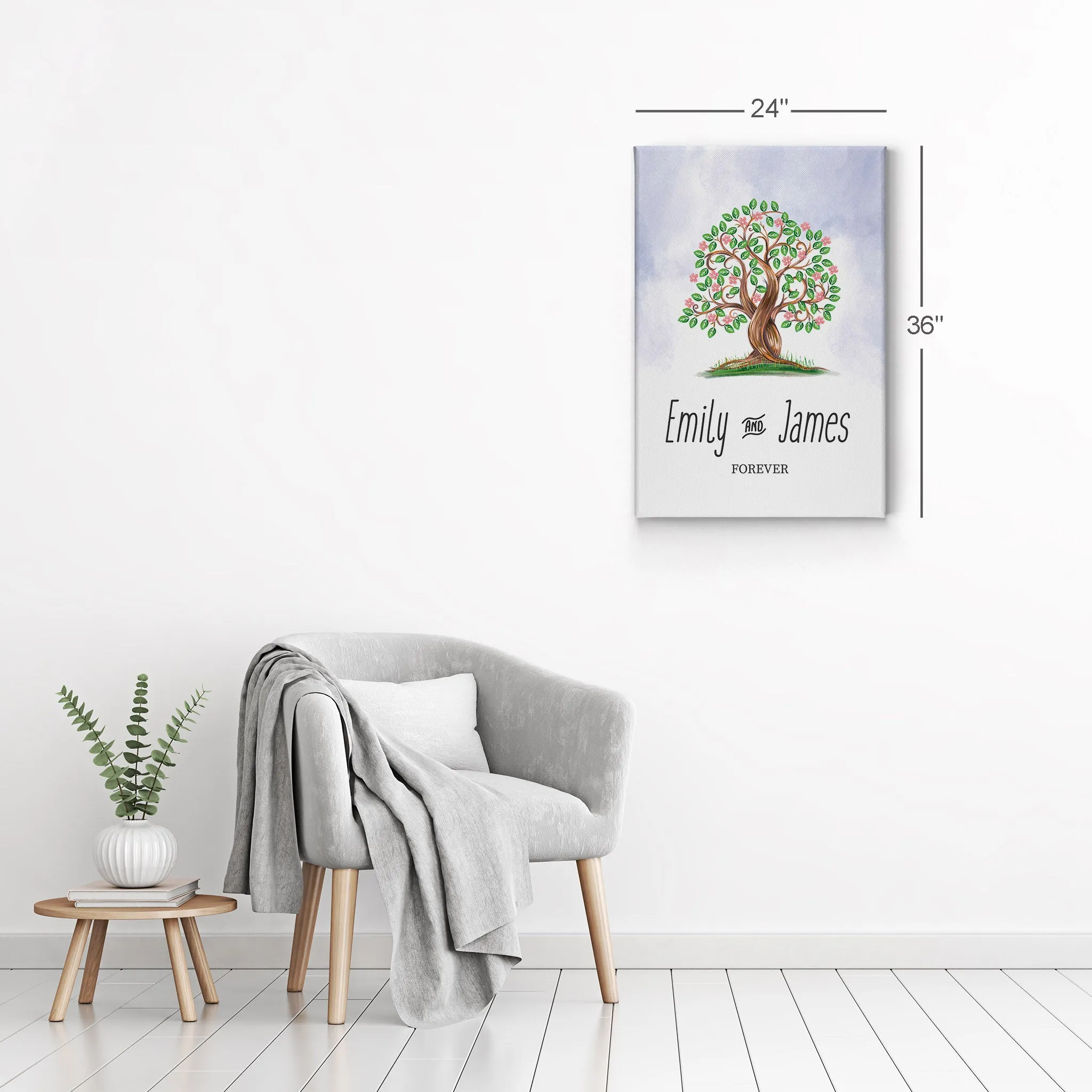 Personalized Gift Wall Art with Couple Names Life Tree Forever Design