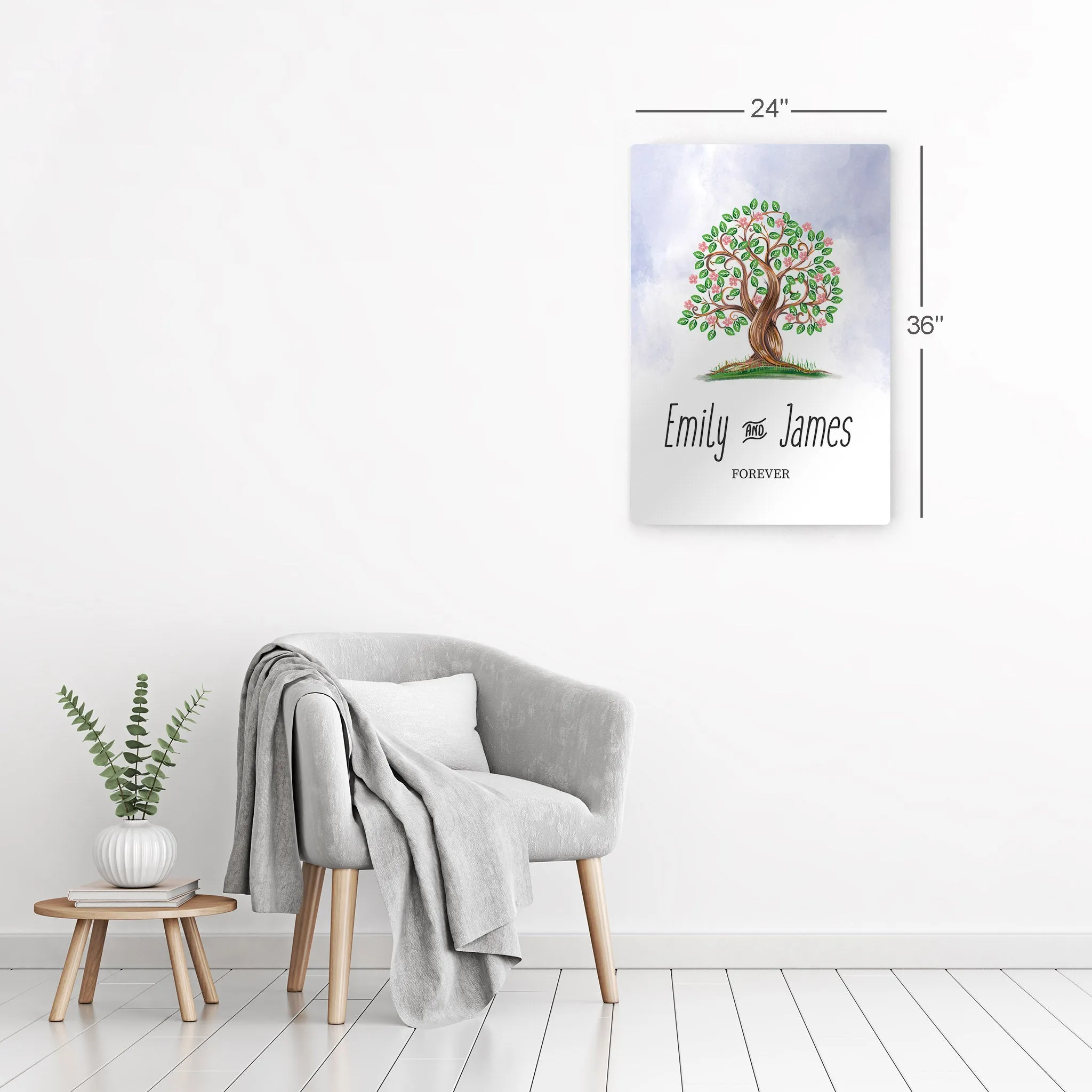 Personalized Gift Wall Art with Couple Names Life Tree Forever Design