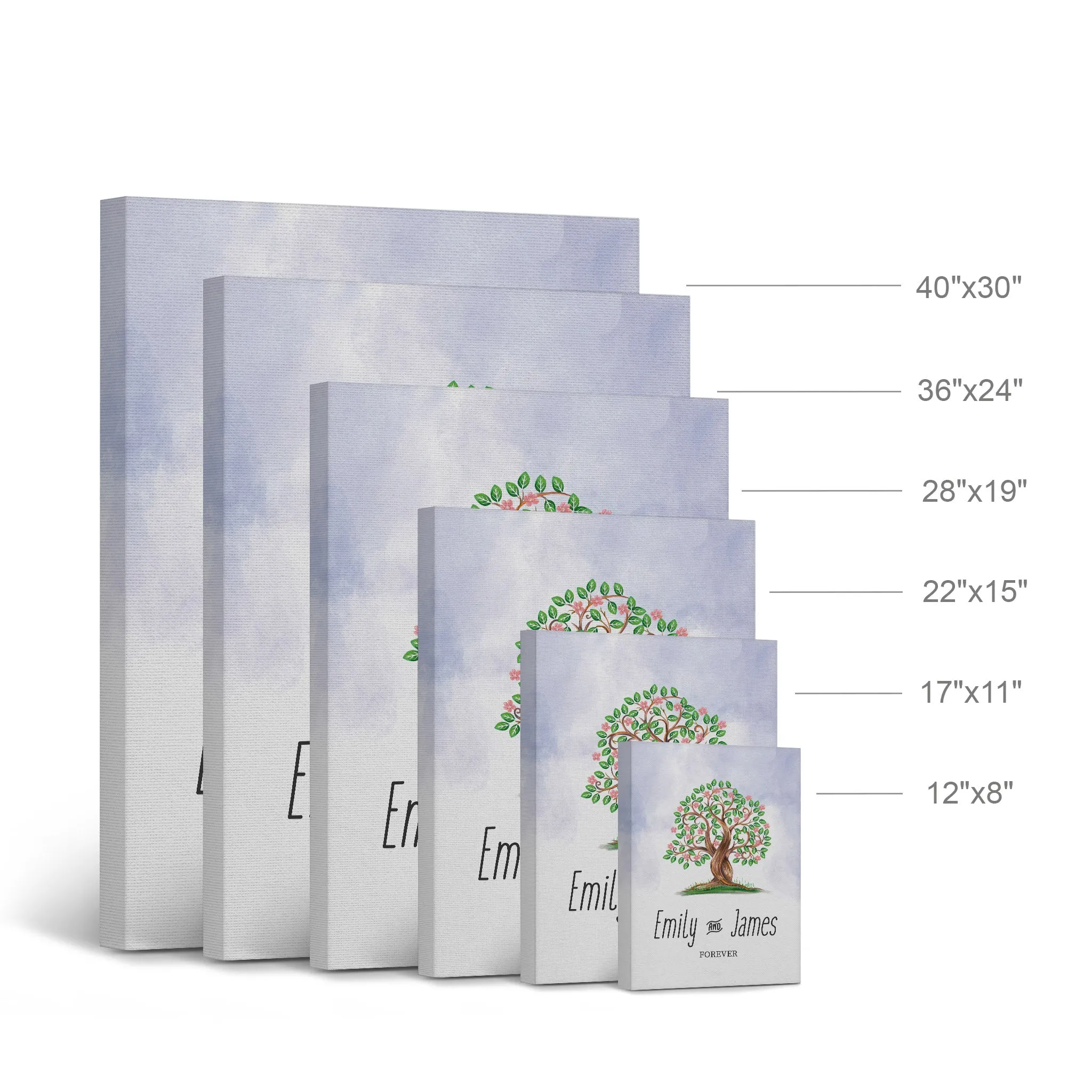 Personalized Gift Wall Art with Couple Names Life Tree Forever Design