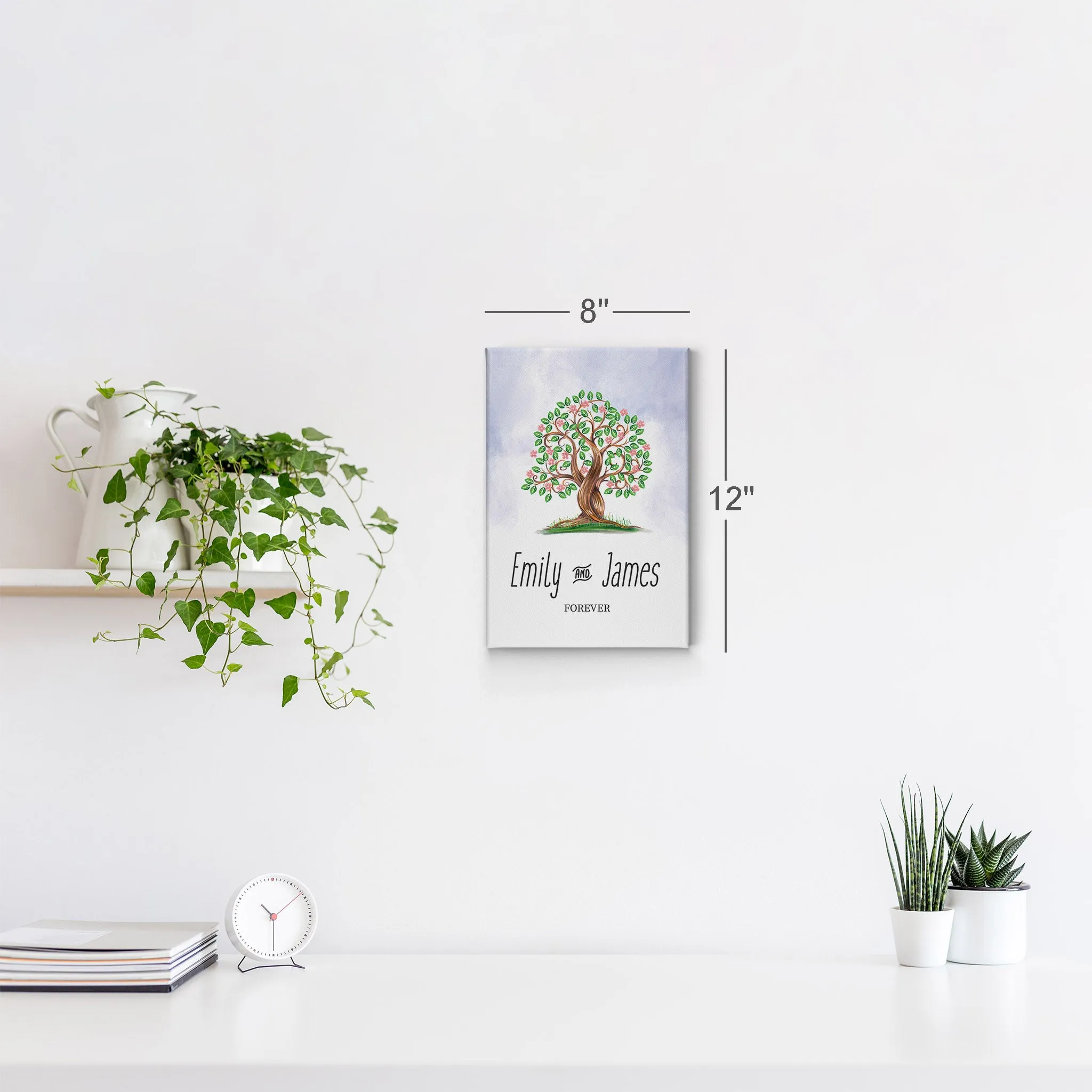 Personalized Gift Wall Art with Couple Names Life Tree Forever Design